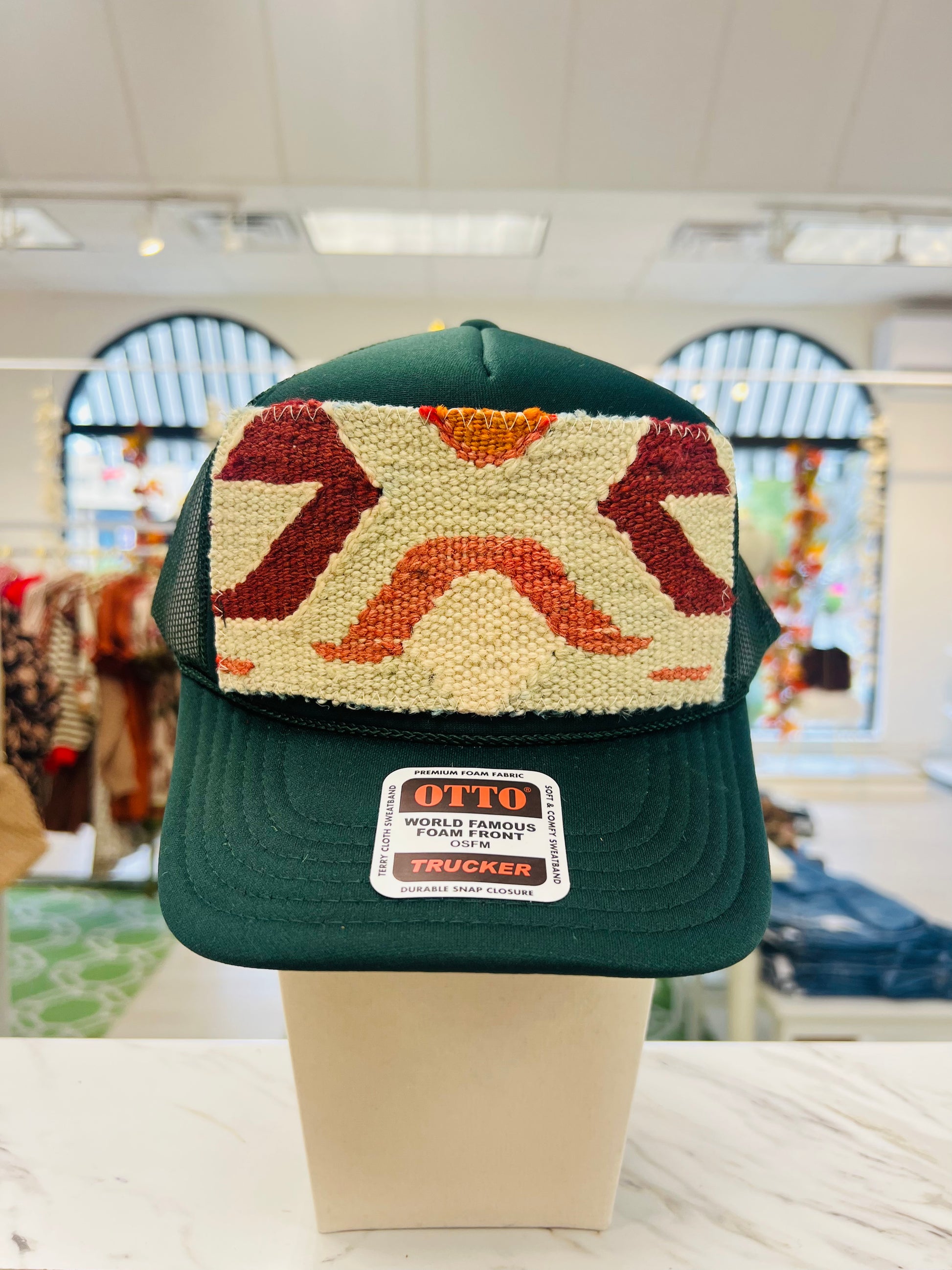 ORIJINAL Trucker Hat in Hunter Green - Mint/Coral/Red Patch