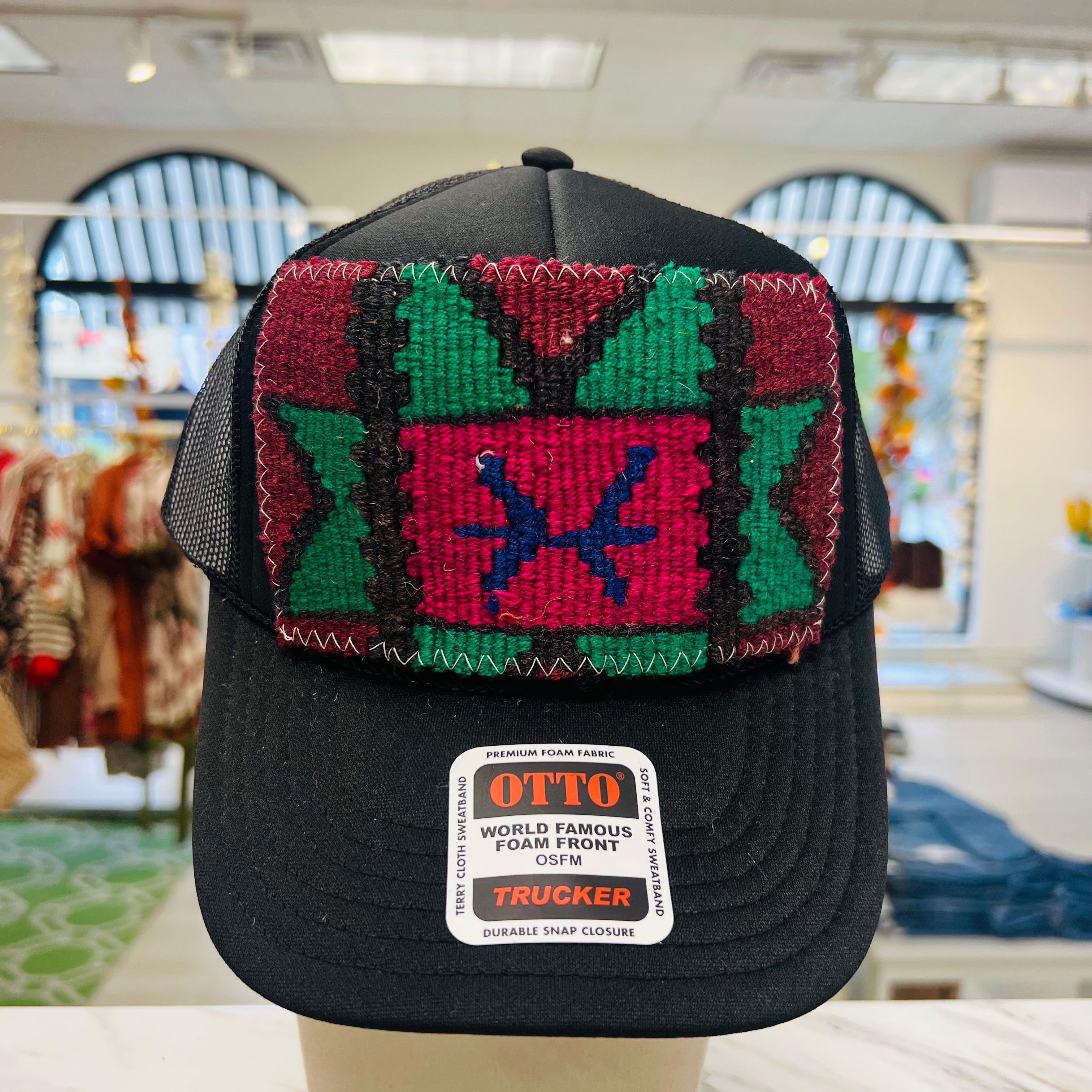 ORIJINAL Trucker Hat in Black - Maroon/Green/Hot Pink Patch