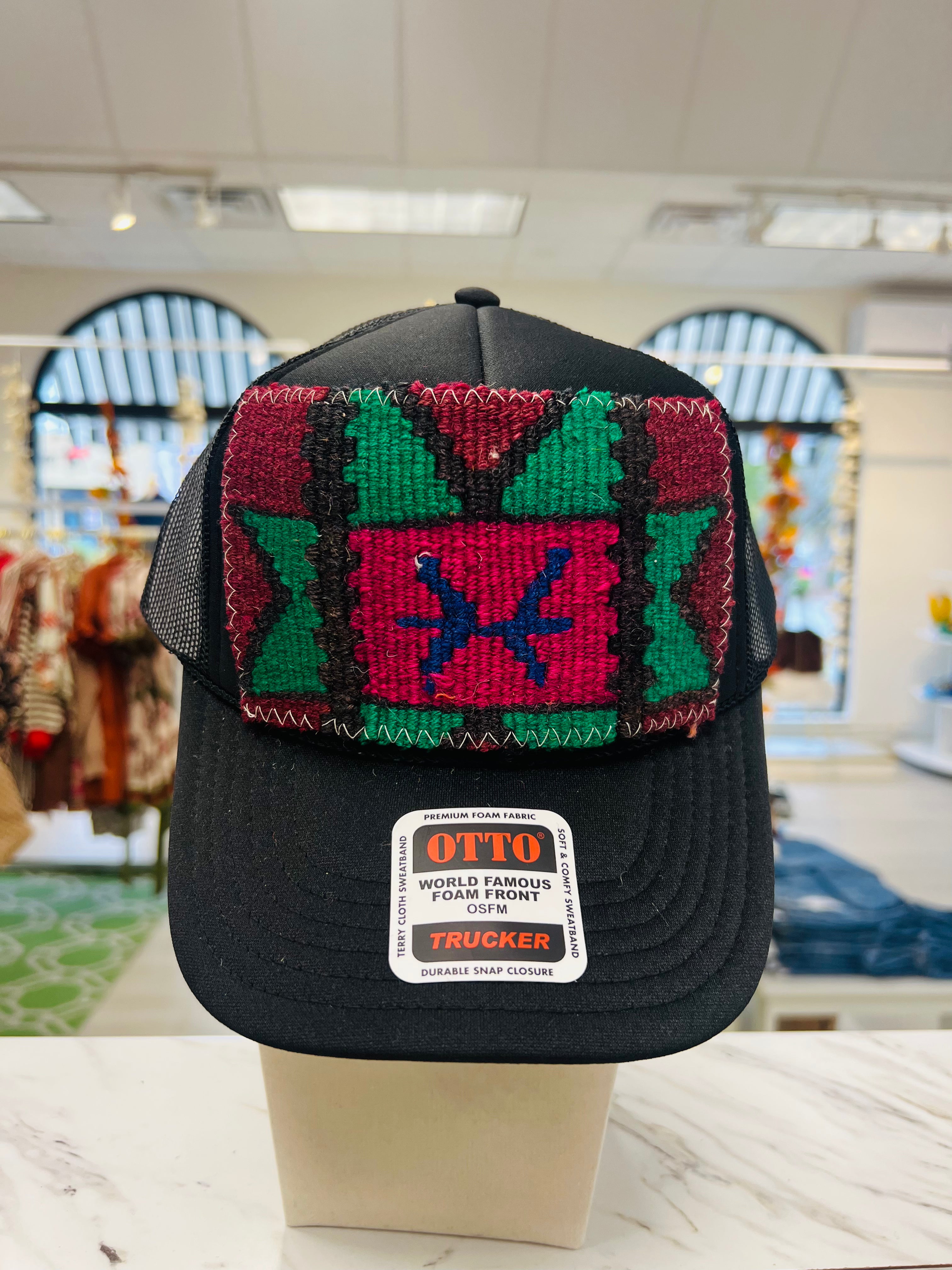 ORIJINAL Trucker Hat in Black - Maroon/Green/Hot Pink Patch