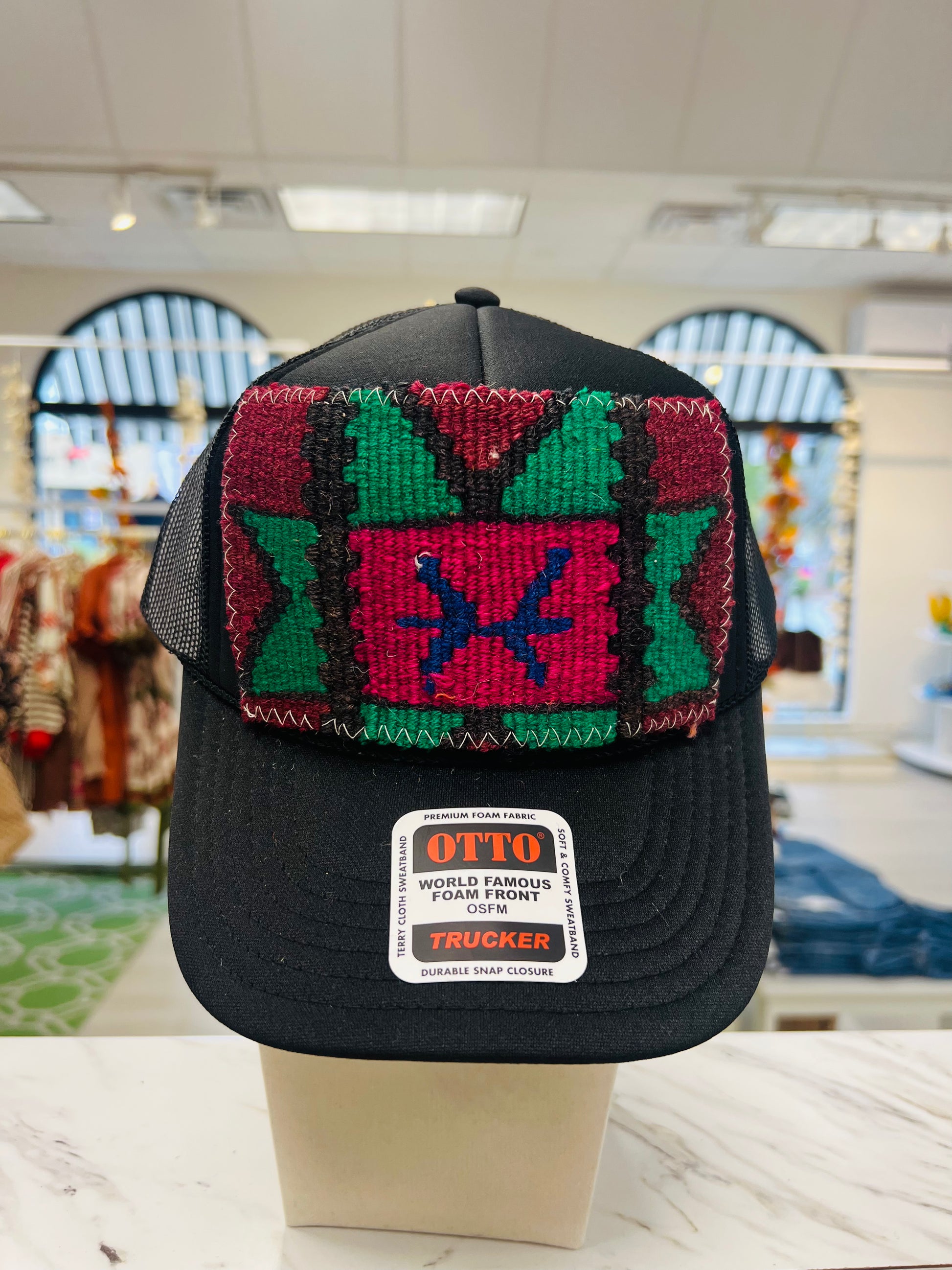 ORIJINAL Trucker Hat in Black - Maroon/Green/Hot Pink Patch