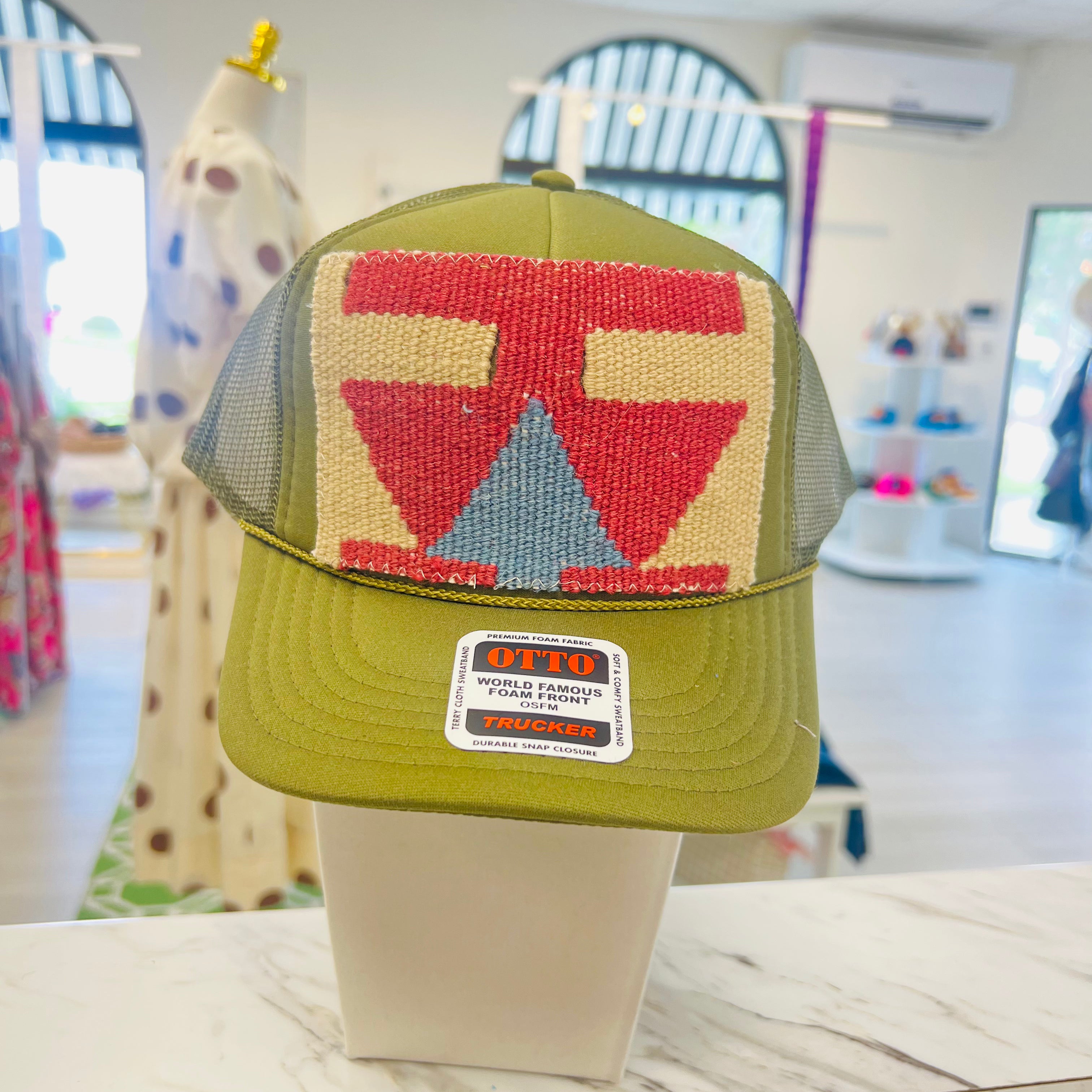 ORIJINAL Trucker Hat in Olive - Cream/Pink/Blue