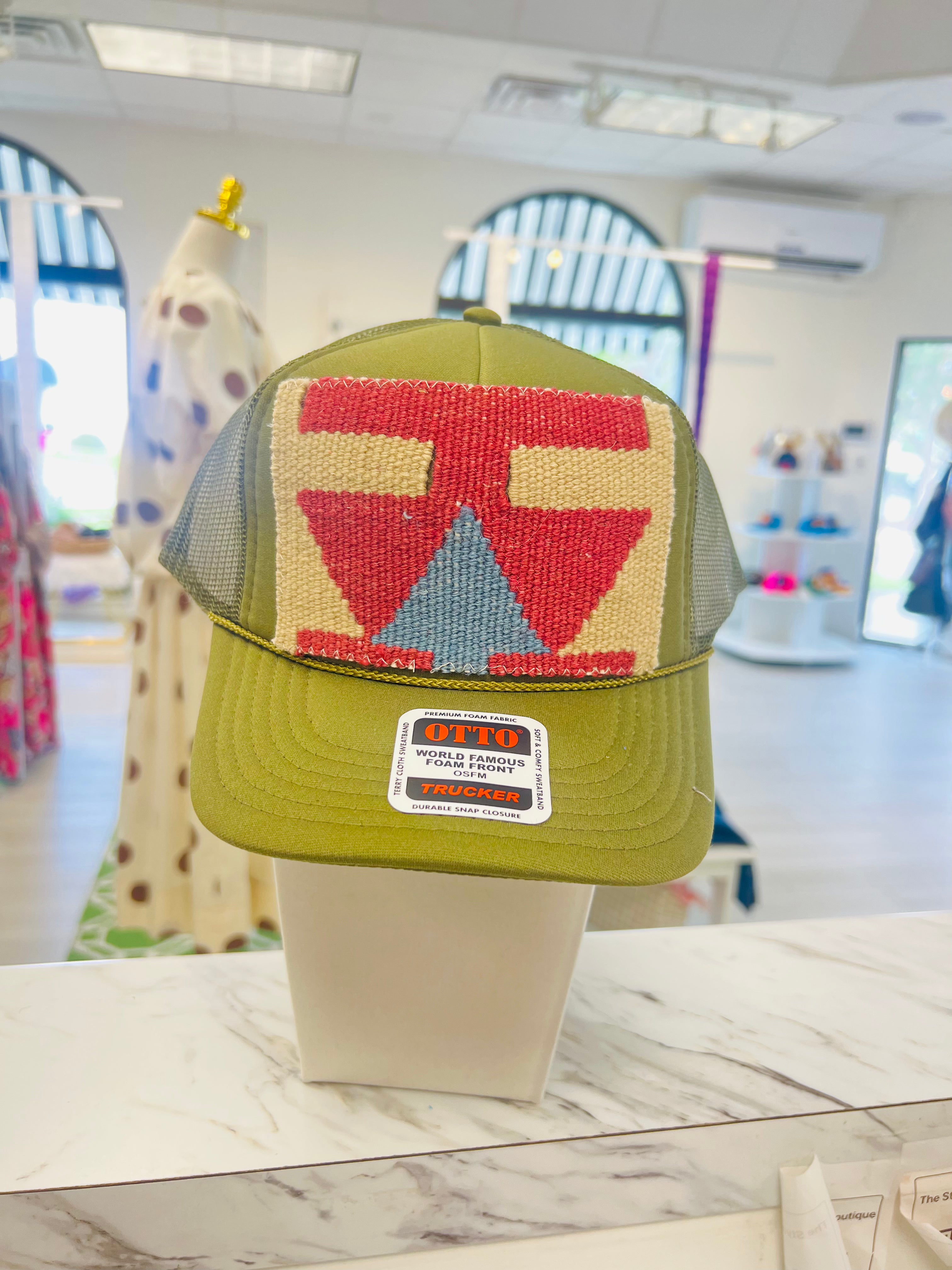 ORIJINAL Trucker Hat in Olive - Cream/Pink/Blue