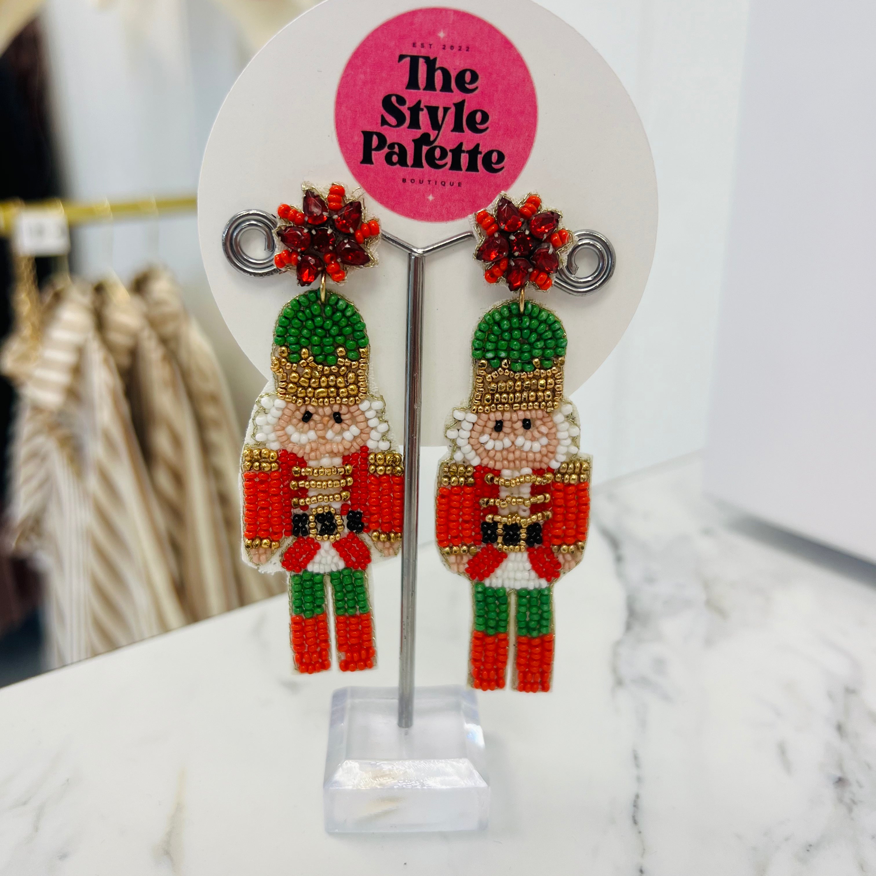 Little Toy Soldier Beaded Earrings