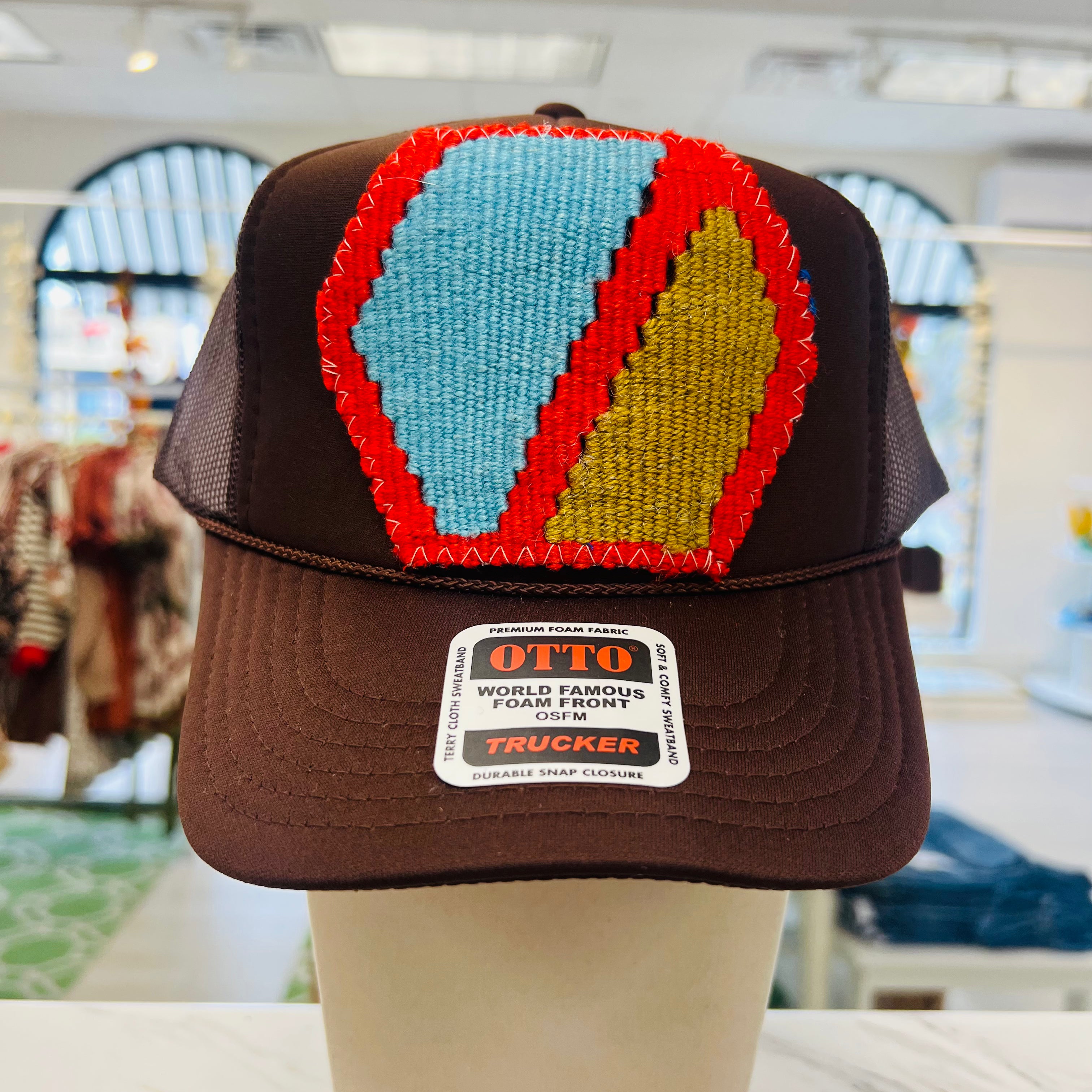 ORIJINAL Trucker Hat in Brown - Red/Light Blue/Tan Patch