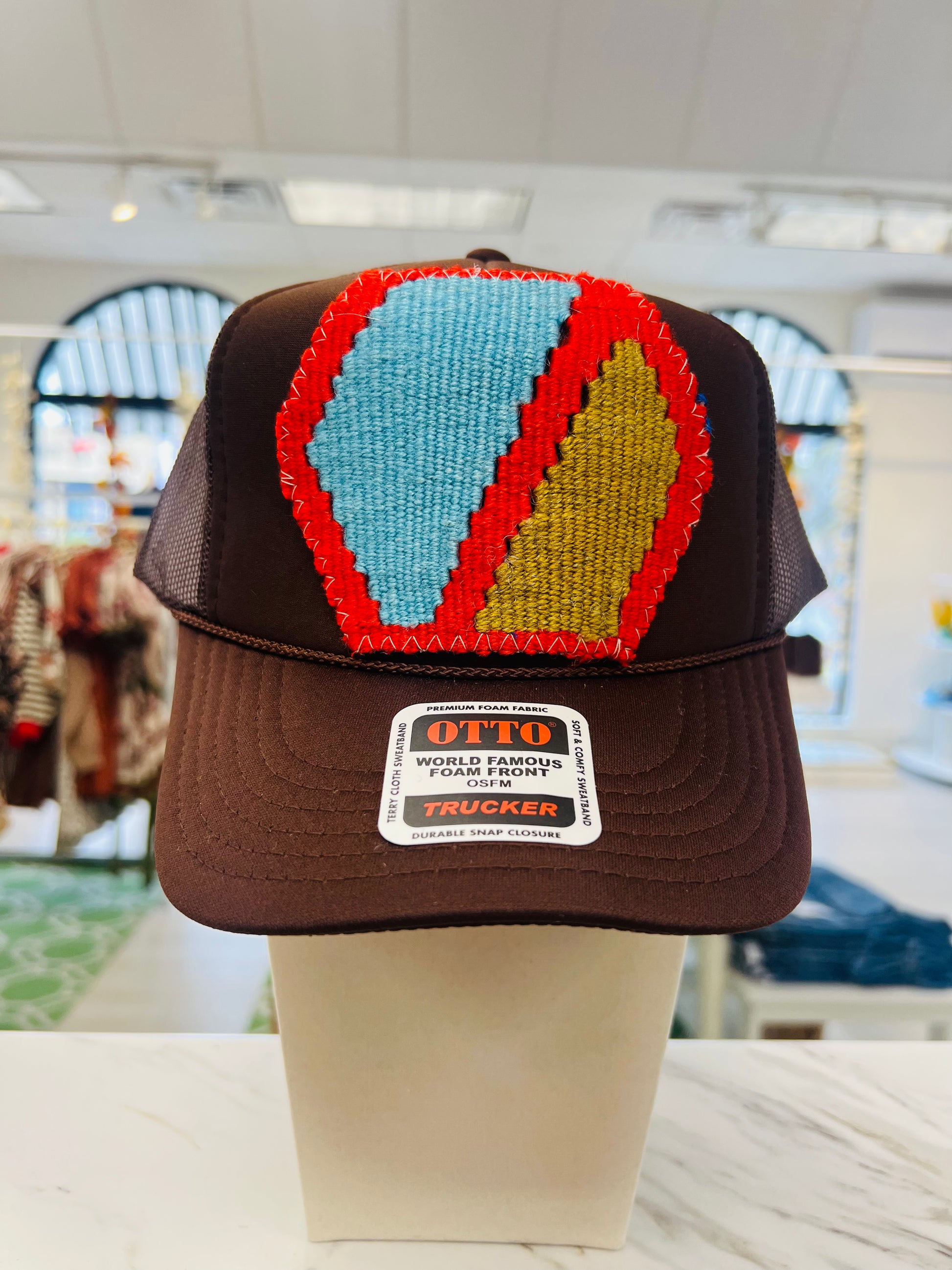 ORIJINAL Trucker Hat in Brown - Red/Light Blue/Tan Patch