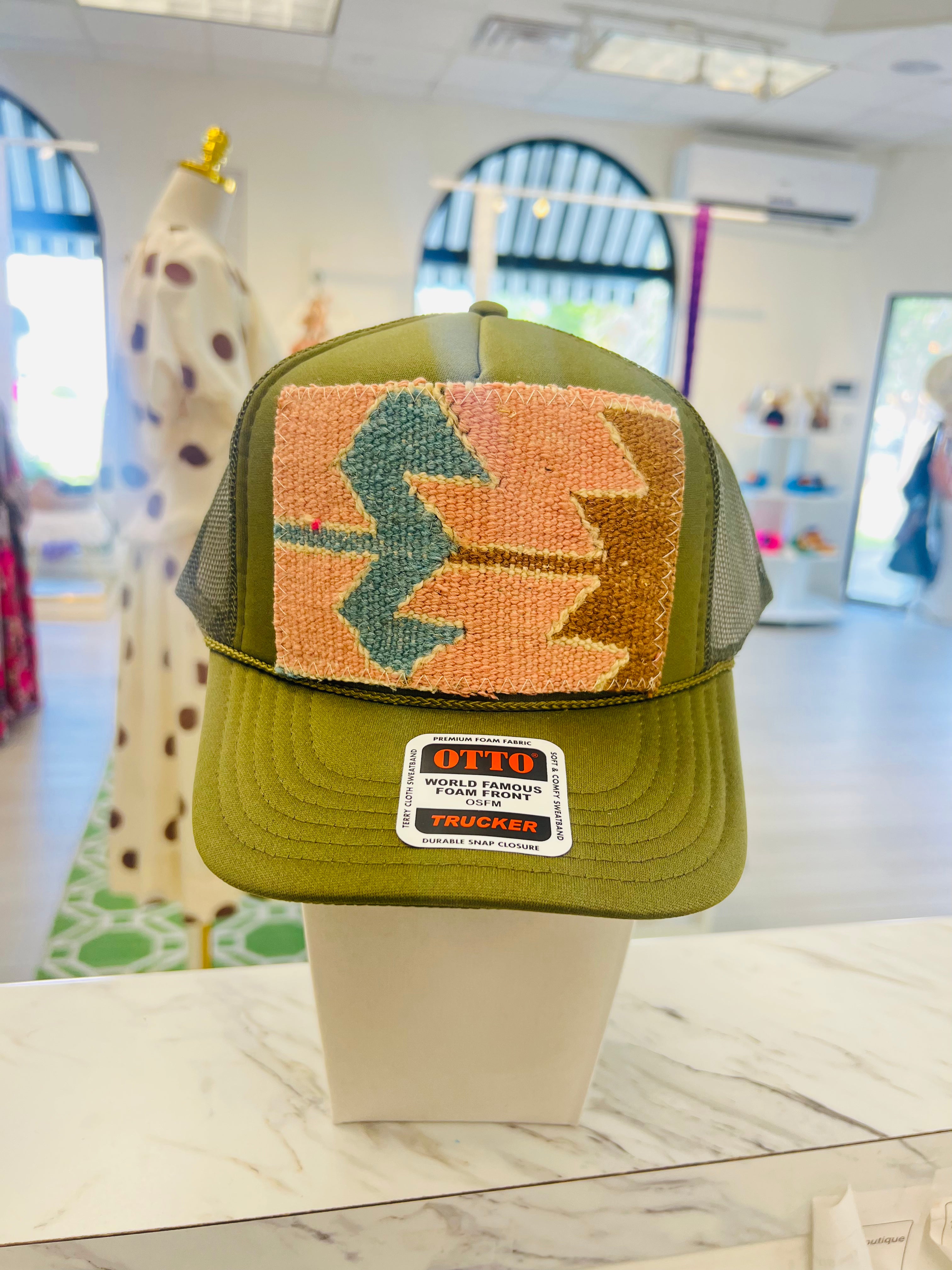 ORIJINAL Trucker Hat in Olive - Pink/Blue/Brown
