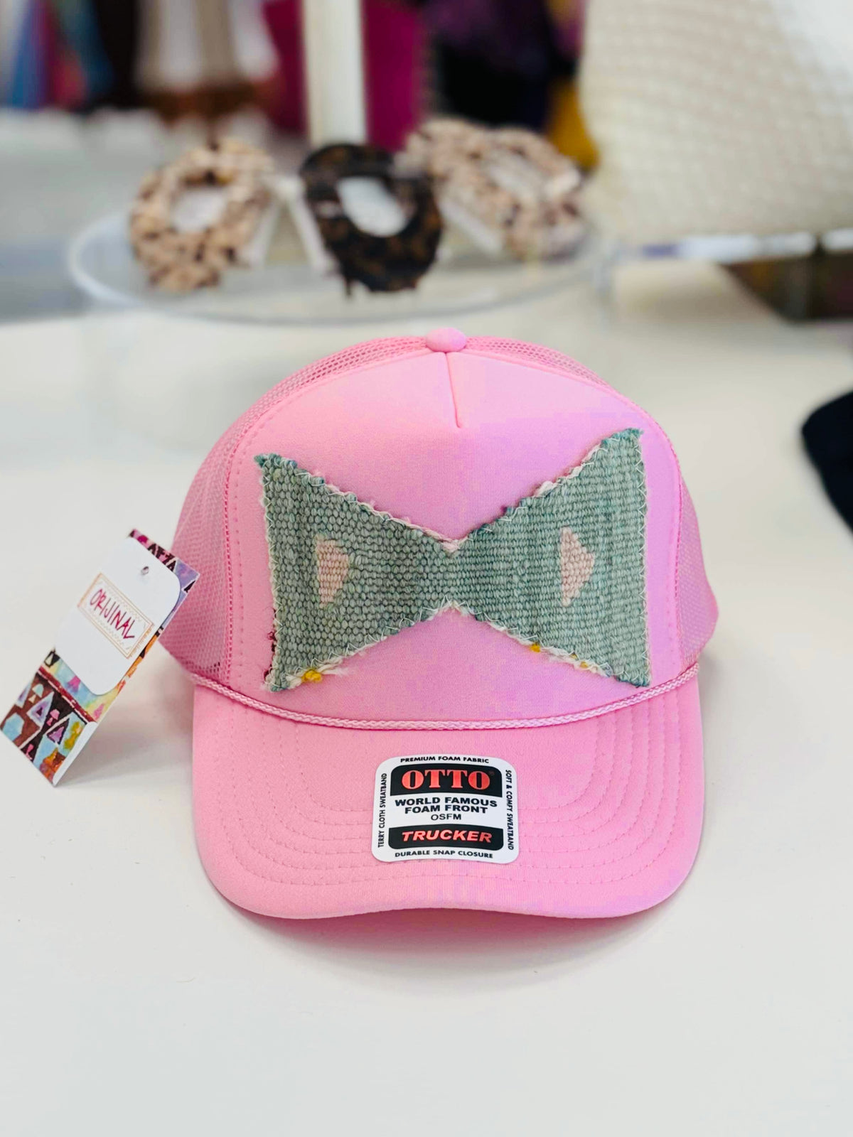 ORIJINAL Trucker Hat in Pink- Double Triangle Sage Patch