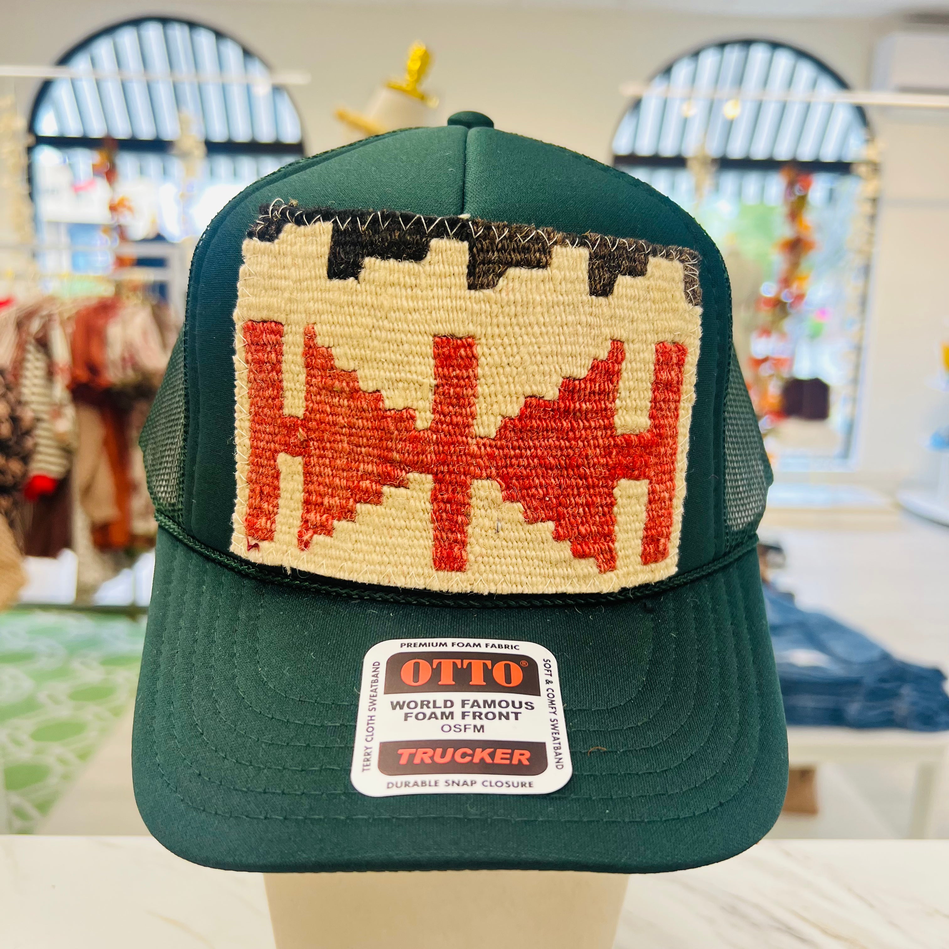ORIJINAL Trucker Hat in Hunter Green - Cream/Red Patch