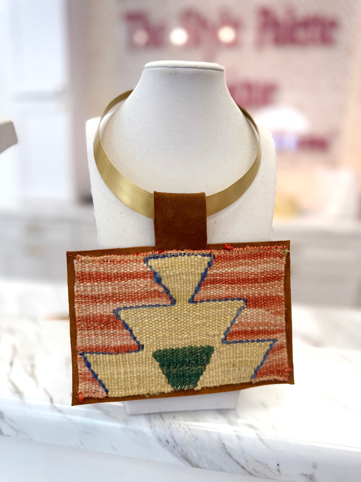 ORIJINAL Brass Pendant Necklace - Salmon/Ecru/Sage