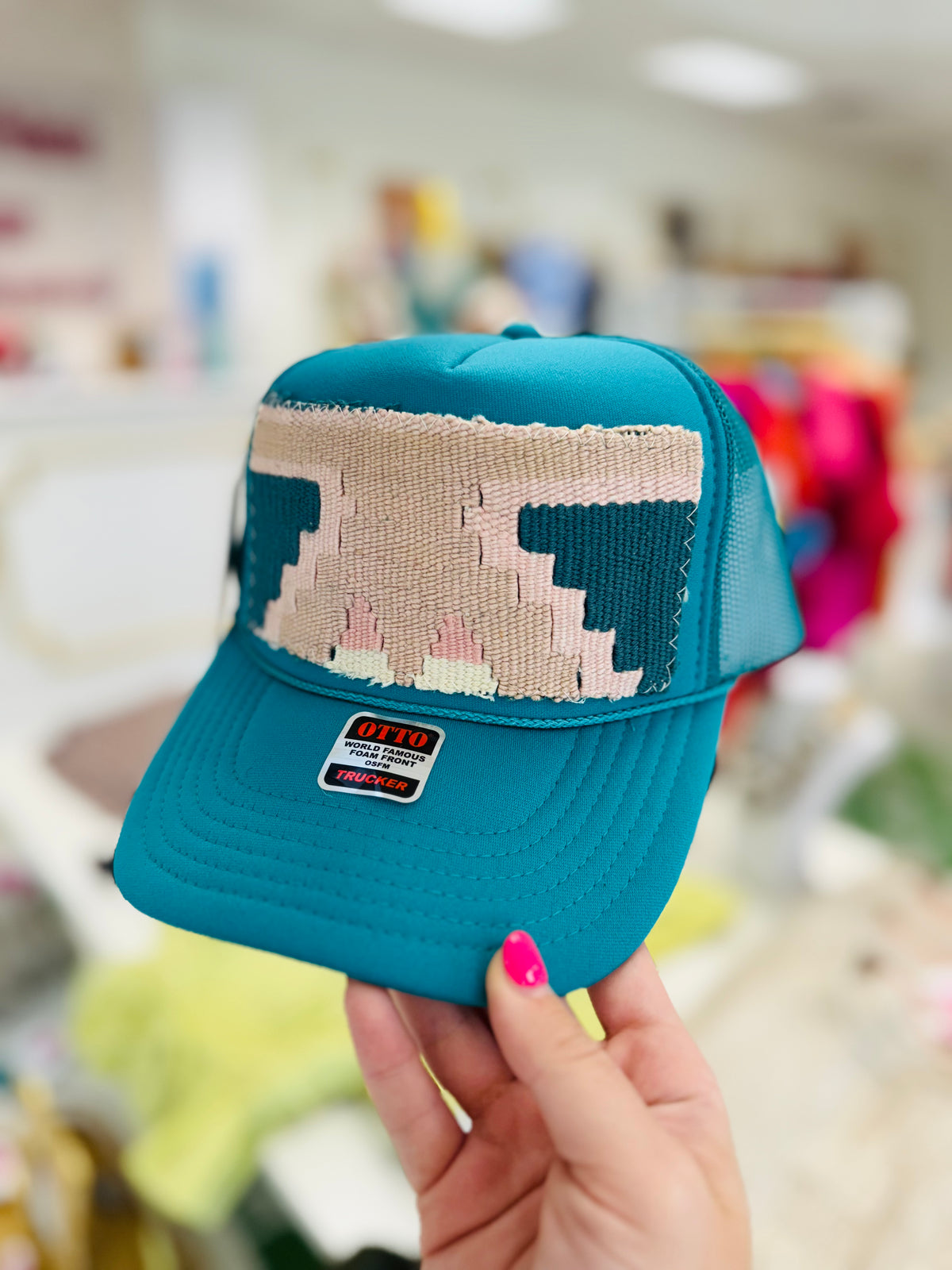 ORIJINAL Trucker Hat in Jade- Pink/Teal Patch