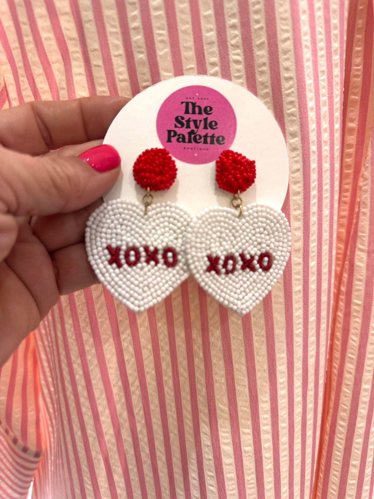 XOXO Earrings Red & White