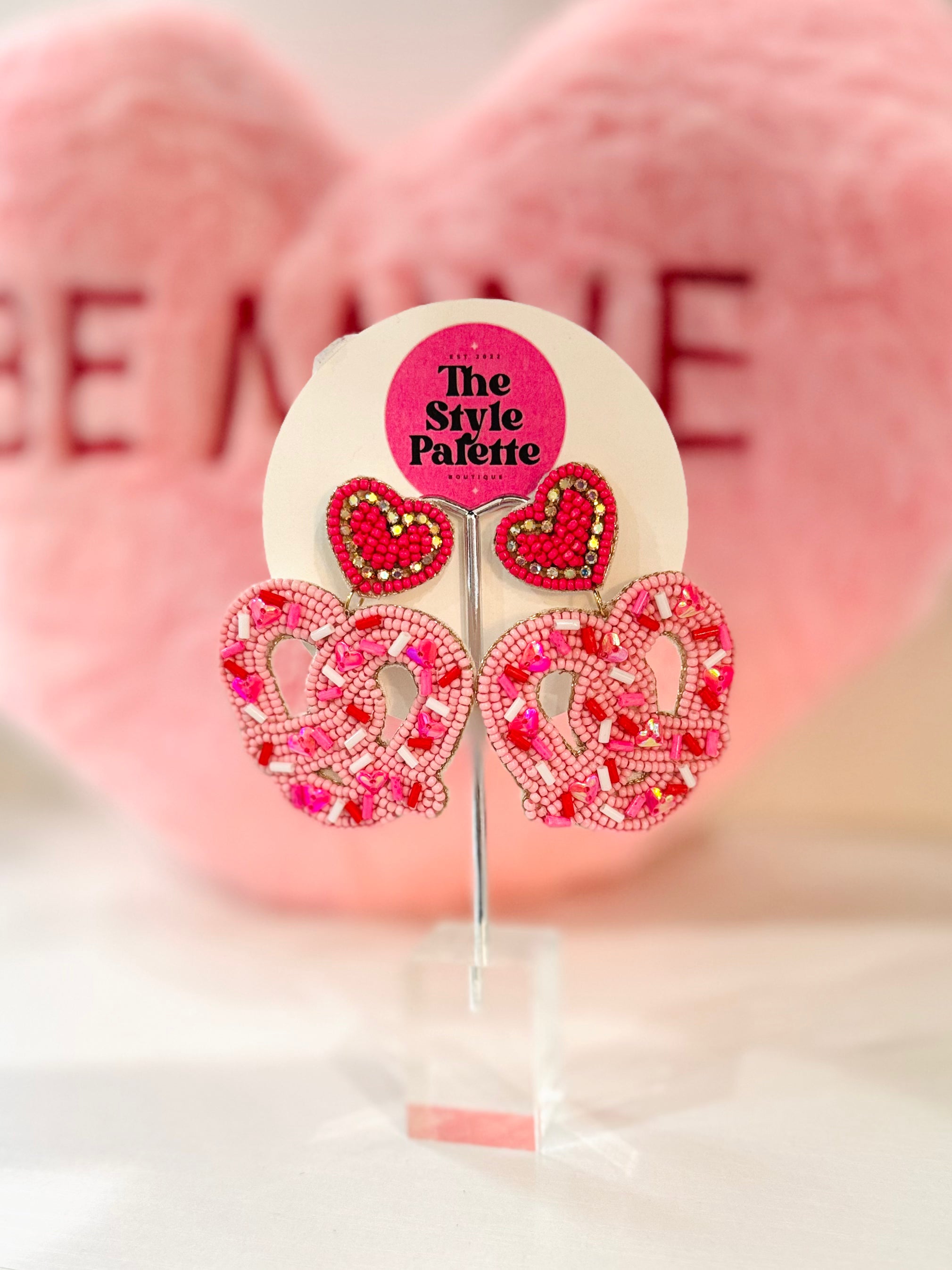 Candy Heart Pretzel Earrings