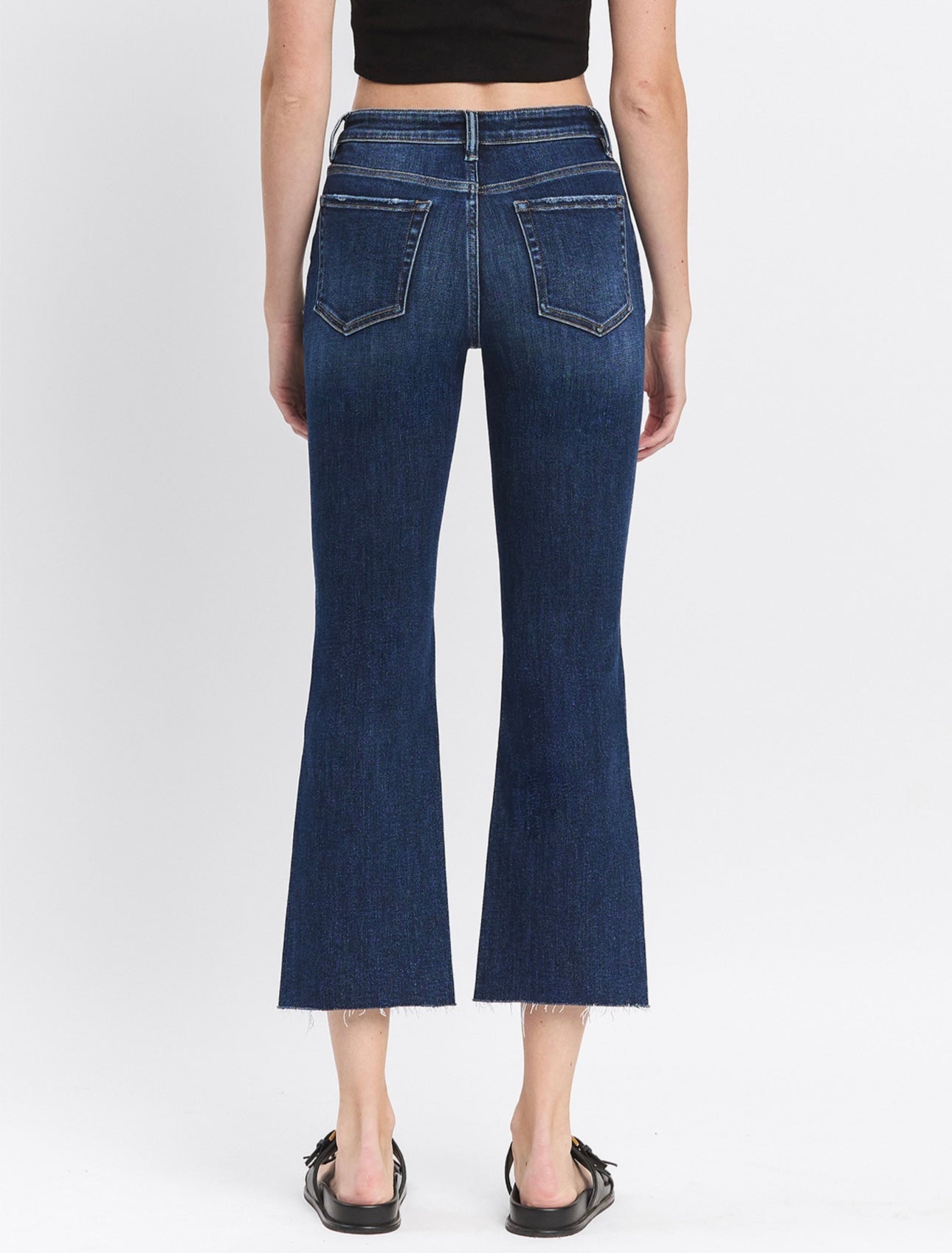 High Rise Cut Raw Hem Kick Flare Jeans by Lovervet