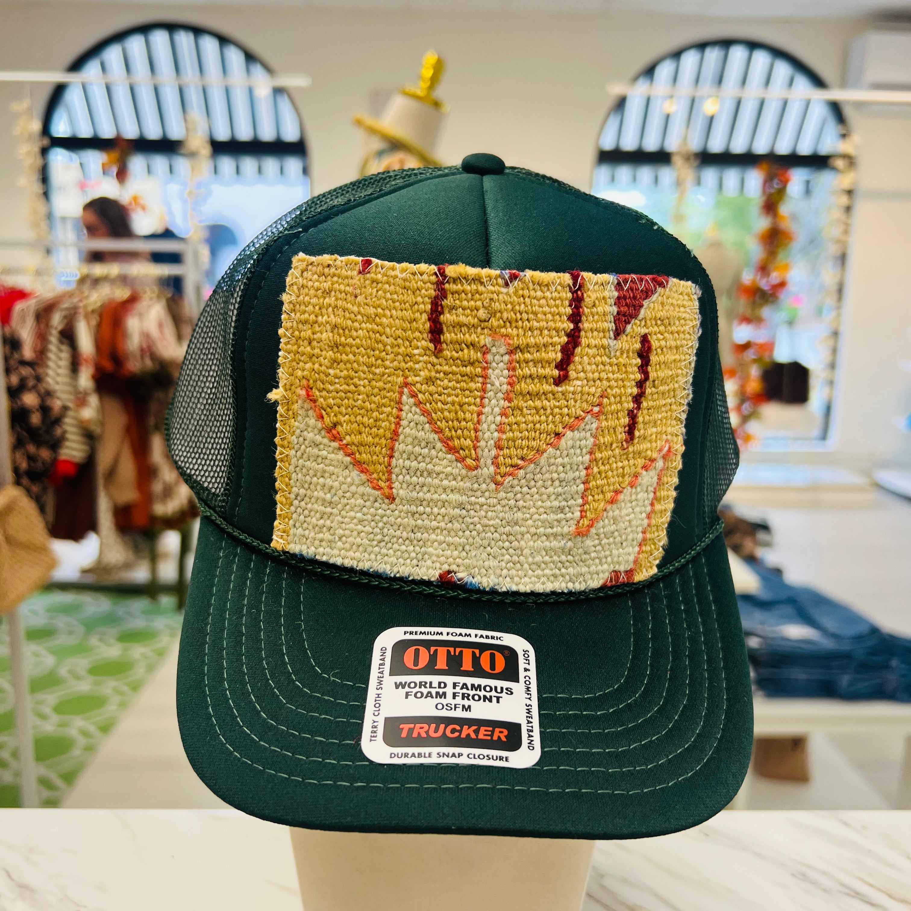 ORIJINAL Trucker Hat in Hunter Green- Tan/Maroon/Grey Patch