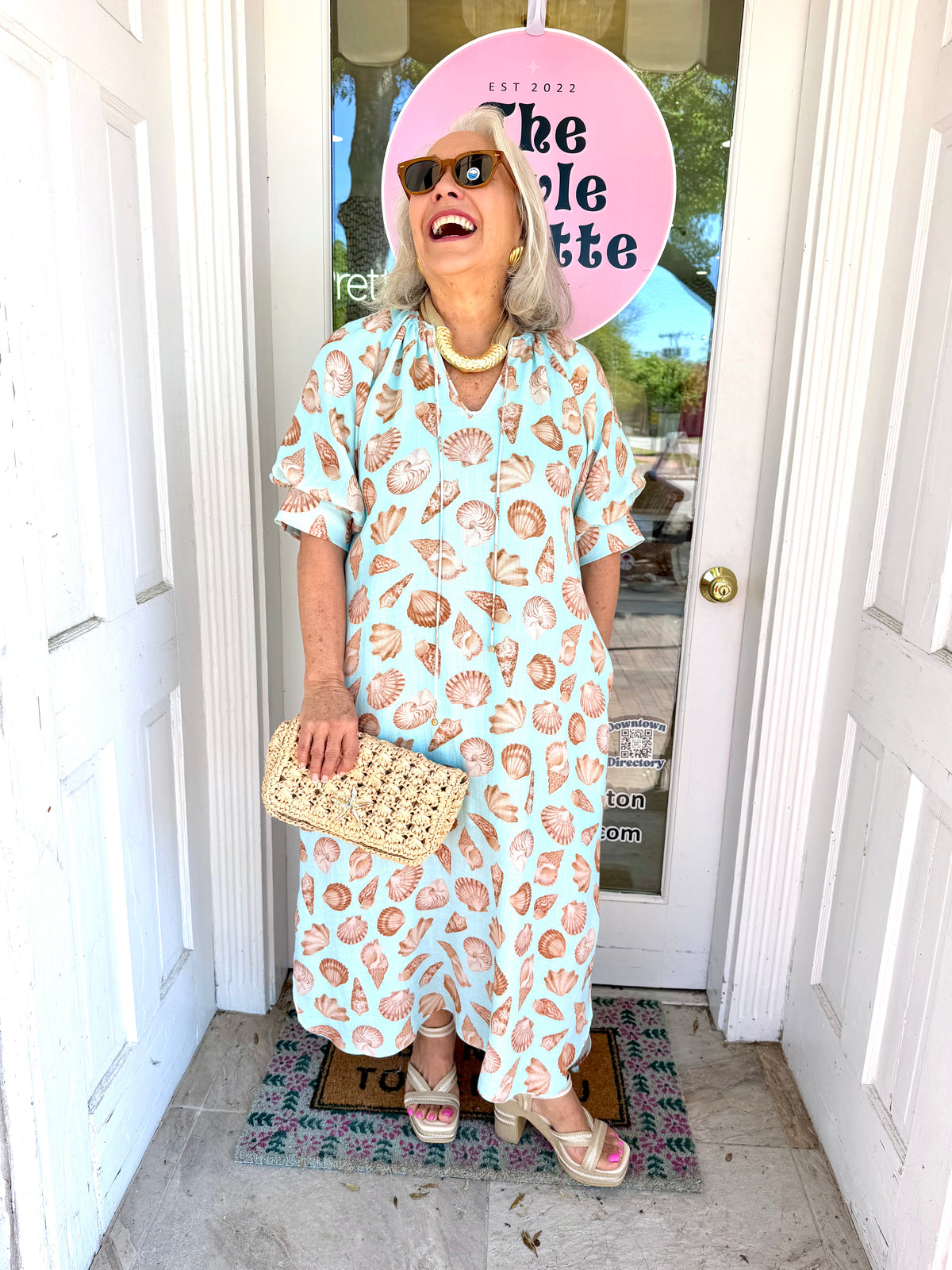 Salty Shells Dress in Seafoam