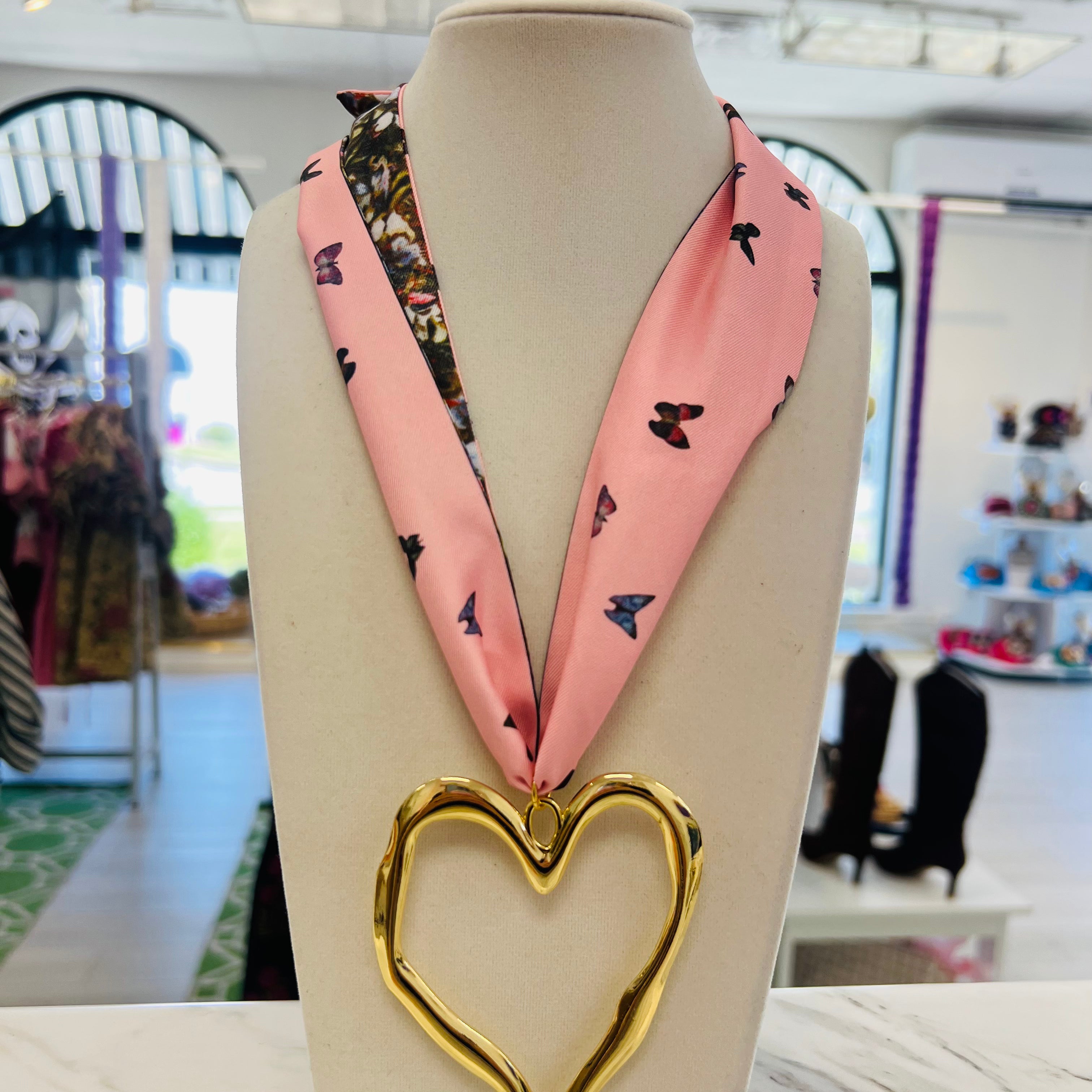 Pretty in Pink Scarf Necklace