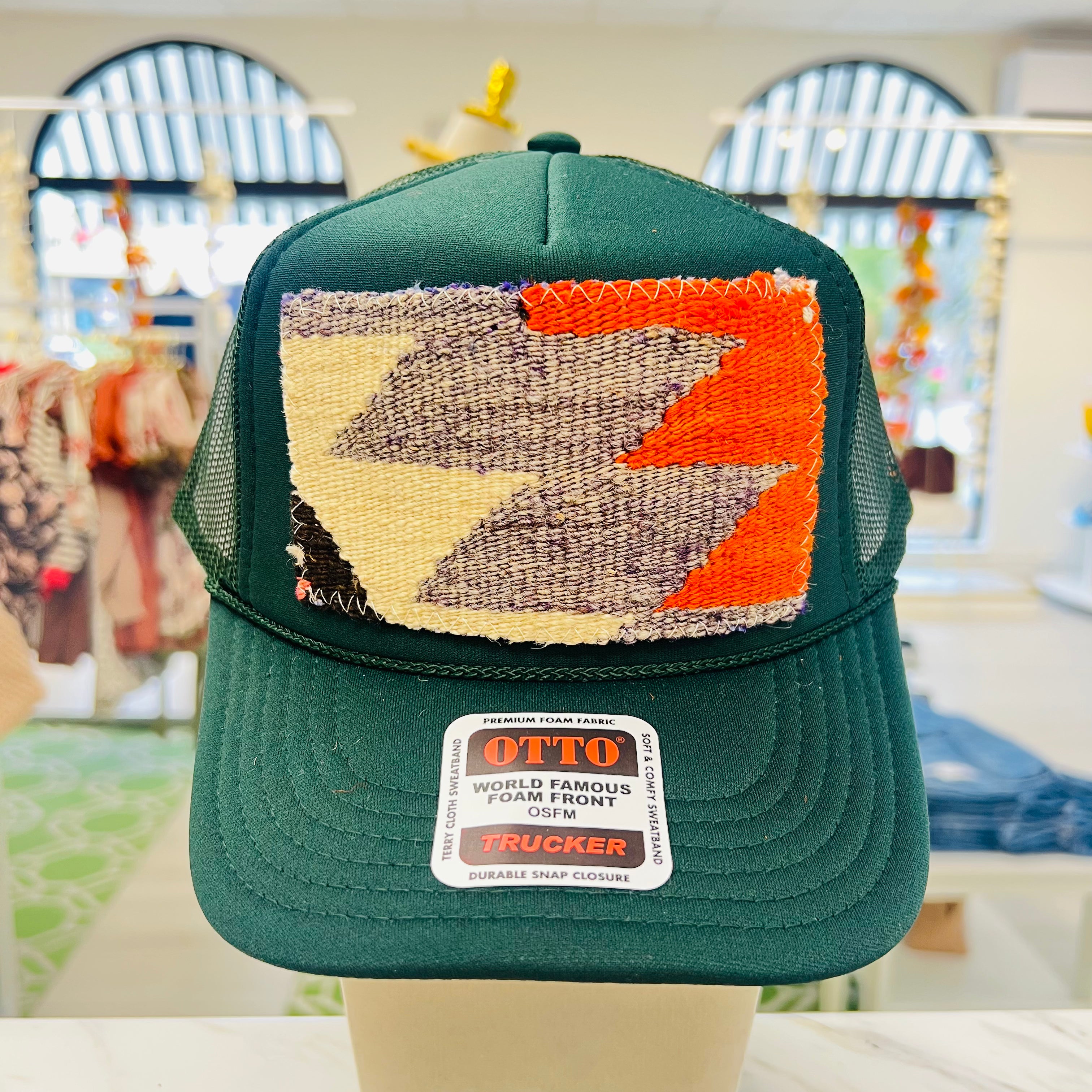ORIJINAL Trucker Hat in Hunter Green  - Orange/Grey/White Patch