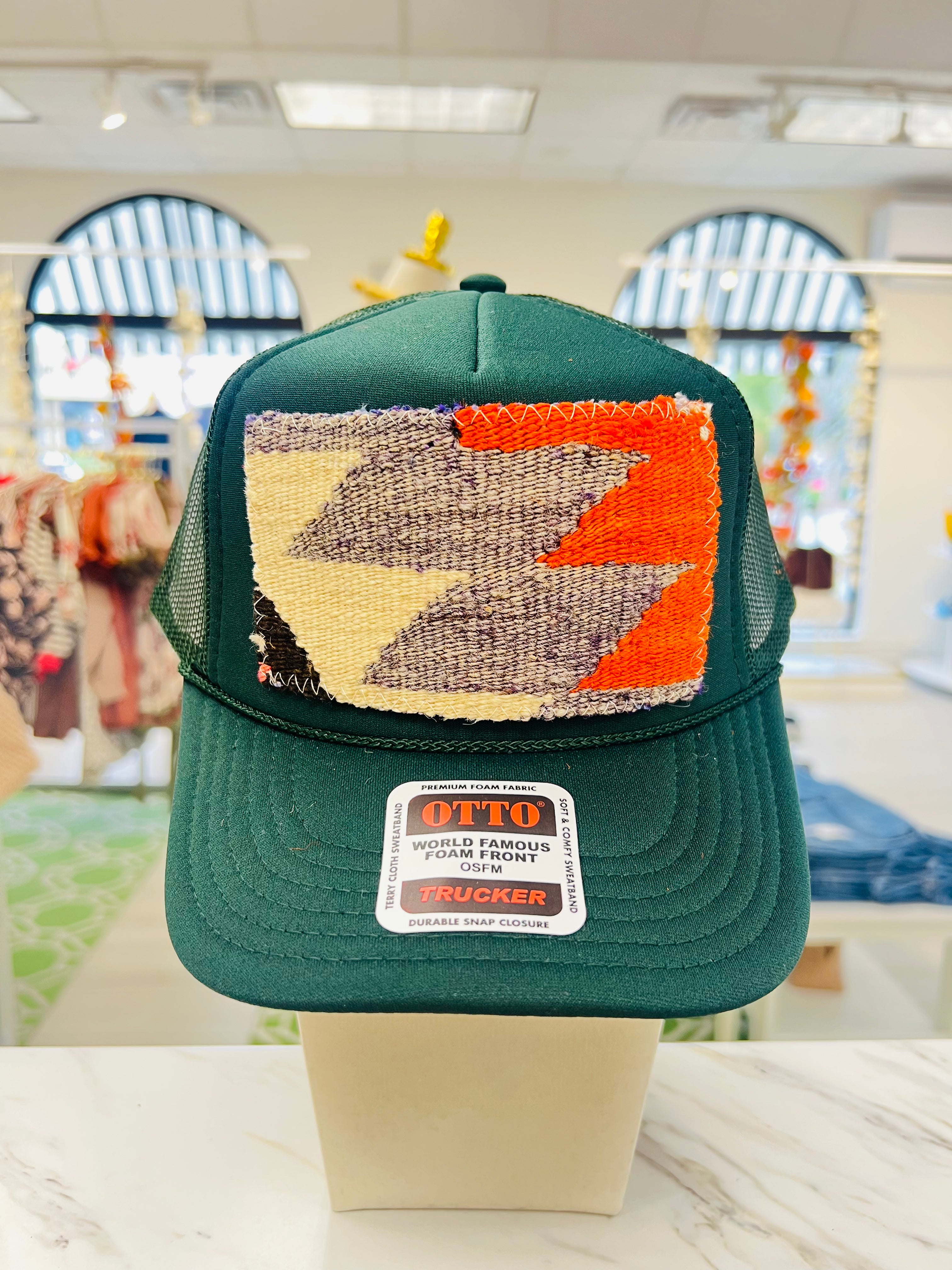 ORIJINAL Trucker Hat in Hunter Green  - Orange/Grey/White Patch