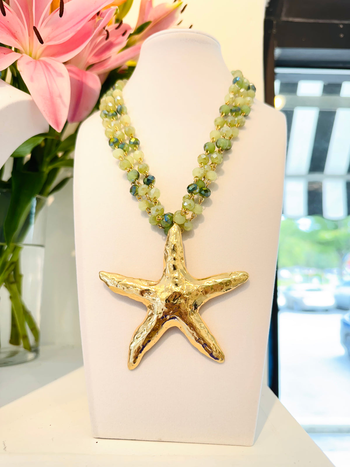 Starfish Beaded Necklace & Earring Set (3 Colors)