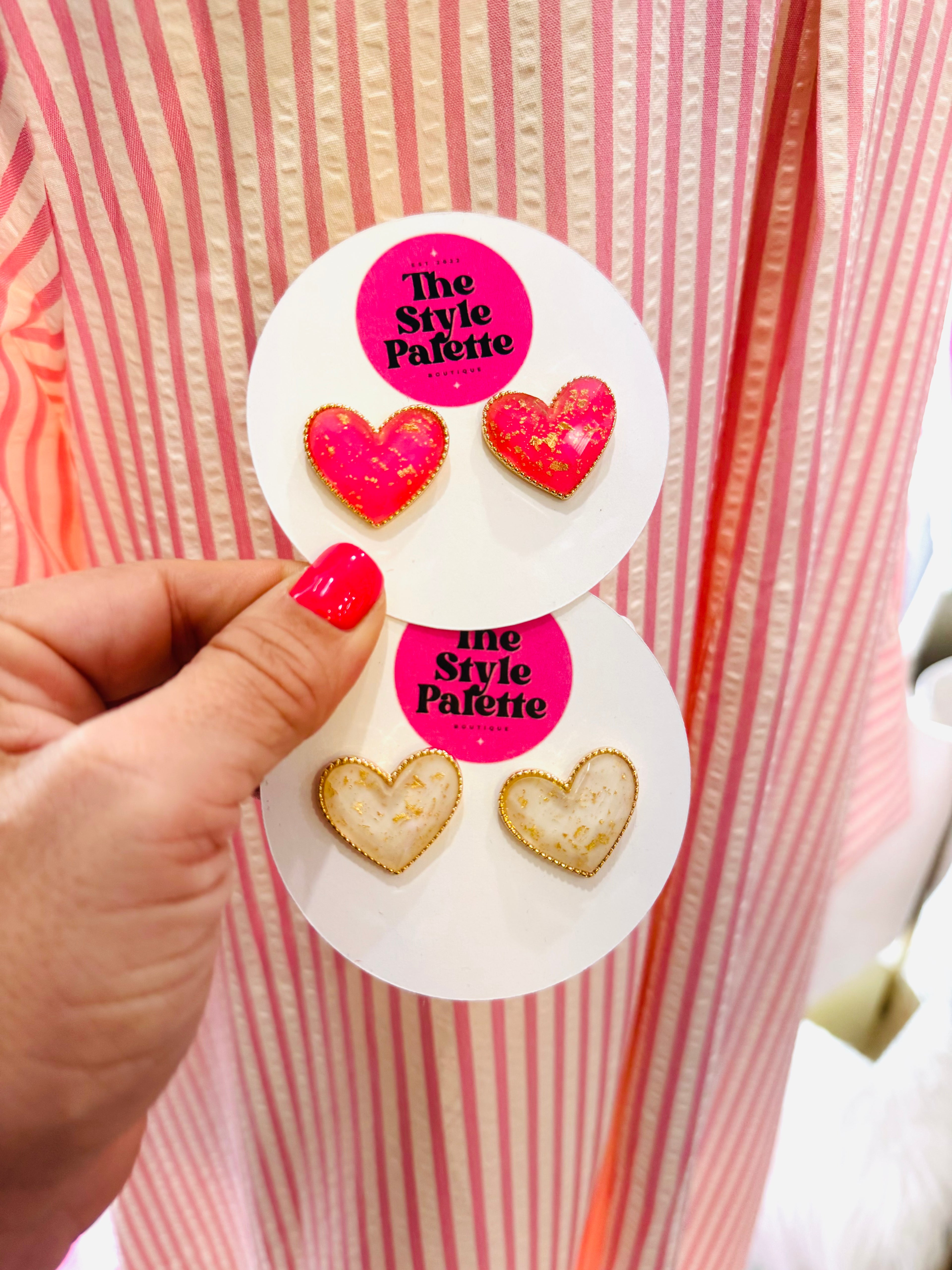 Glossy Heart Studs