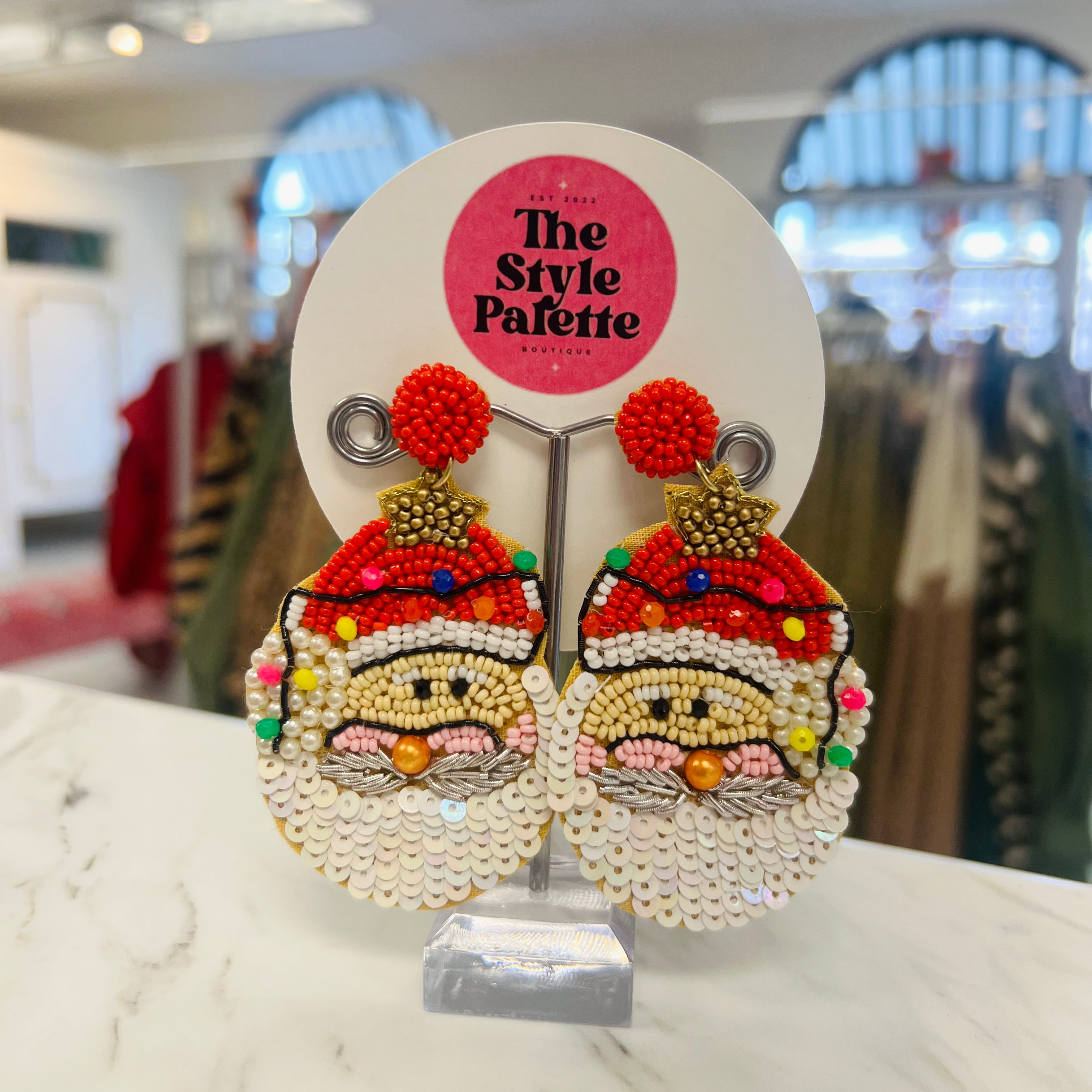 Mr. Claus Beaded Earrings