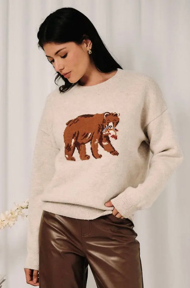 Bear Long Sleeve Sweater - Oatmeal