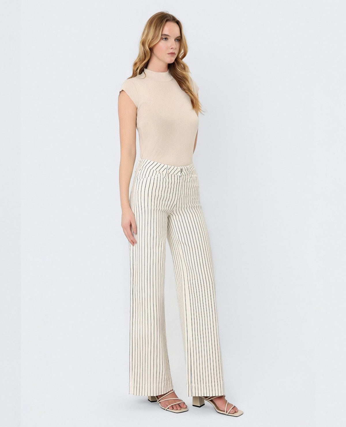 High Rise Stripe Wide Leg Pants by VERVET
