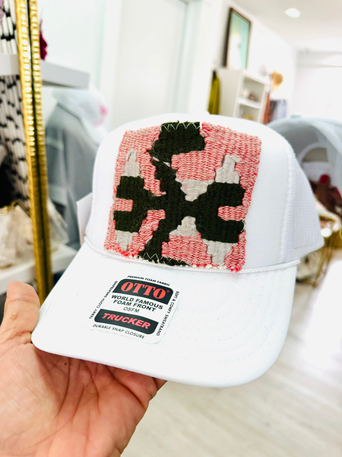 ORIJINAL Trucker Hat in White- Pink/Sage Patch