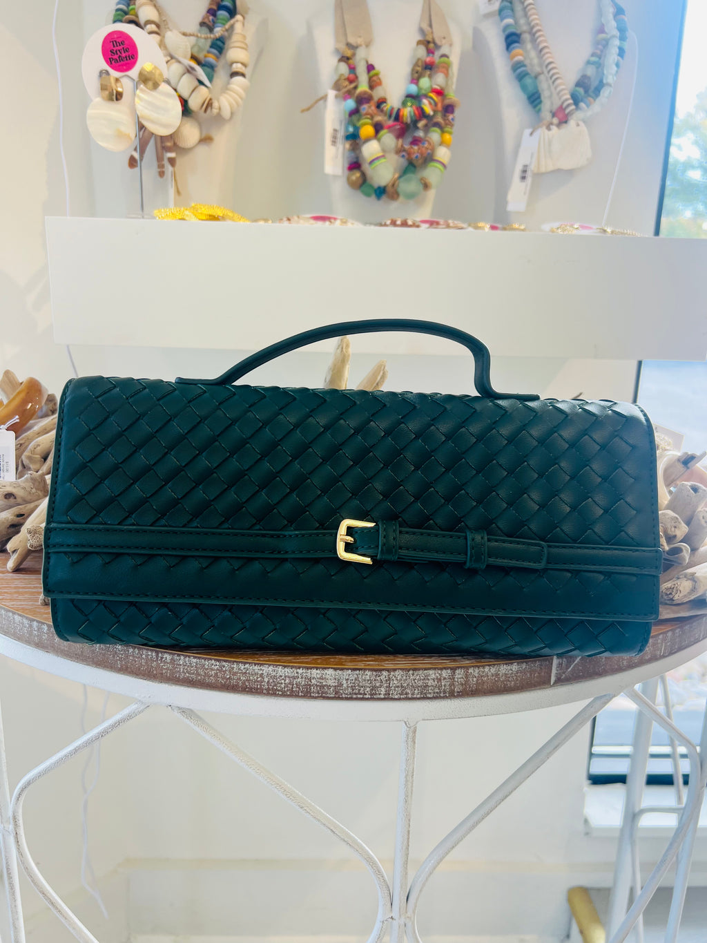 Emerson Woven Top Handle Clutch/Crossbody