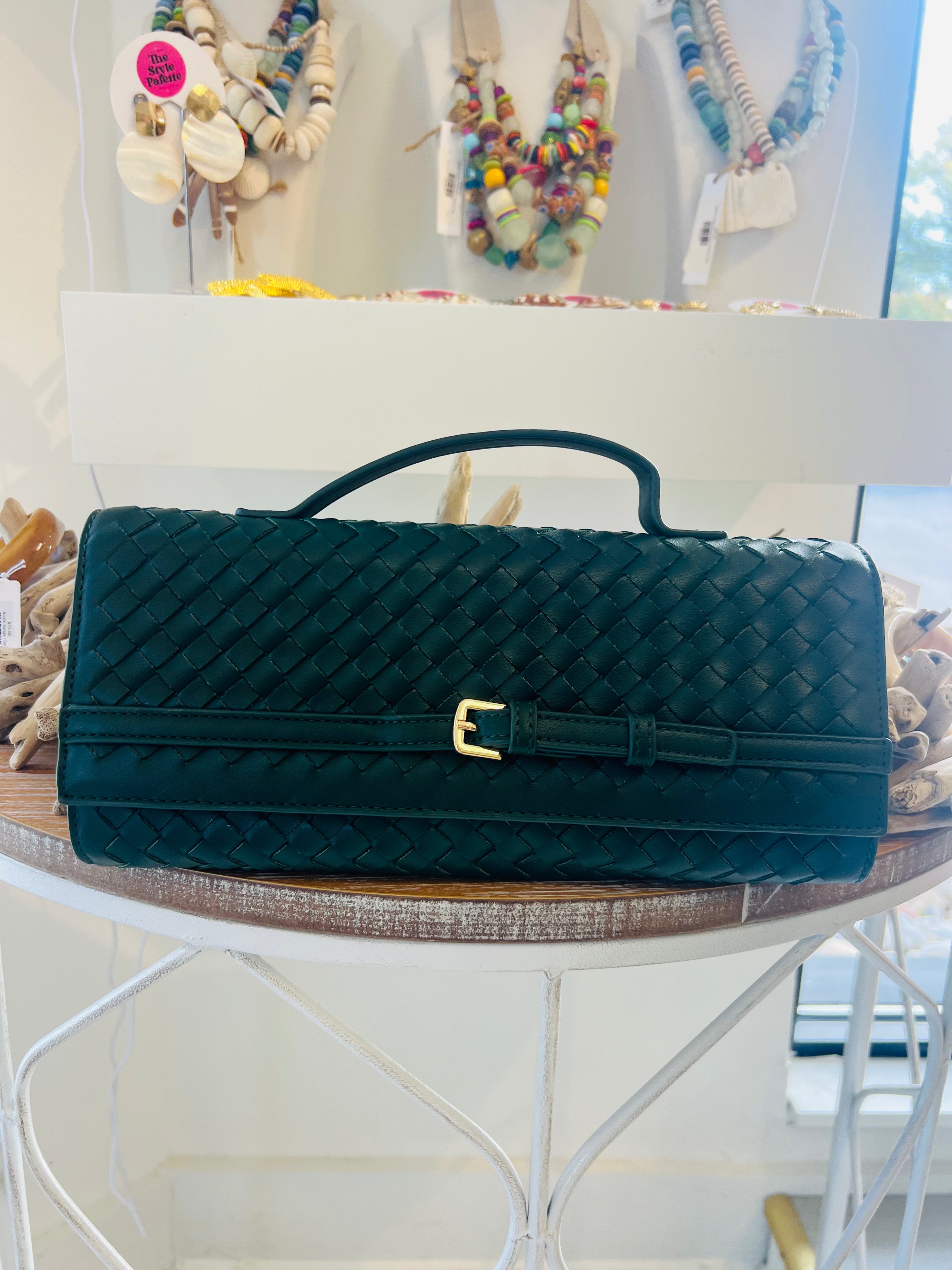 Emerson Woven Top Handle Clutch/Crossbody