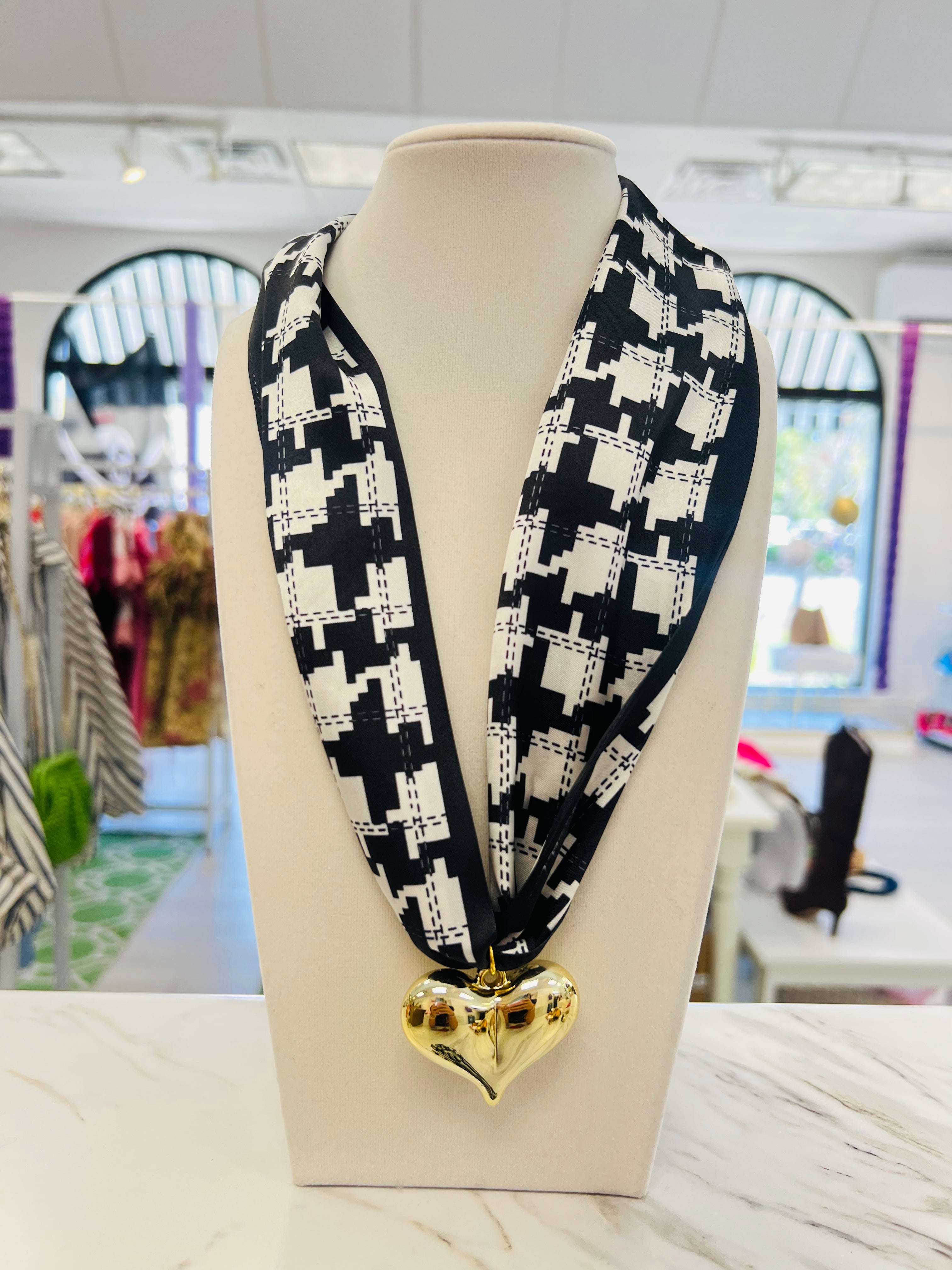 Hallie Houndstooth Scarf Necklace