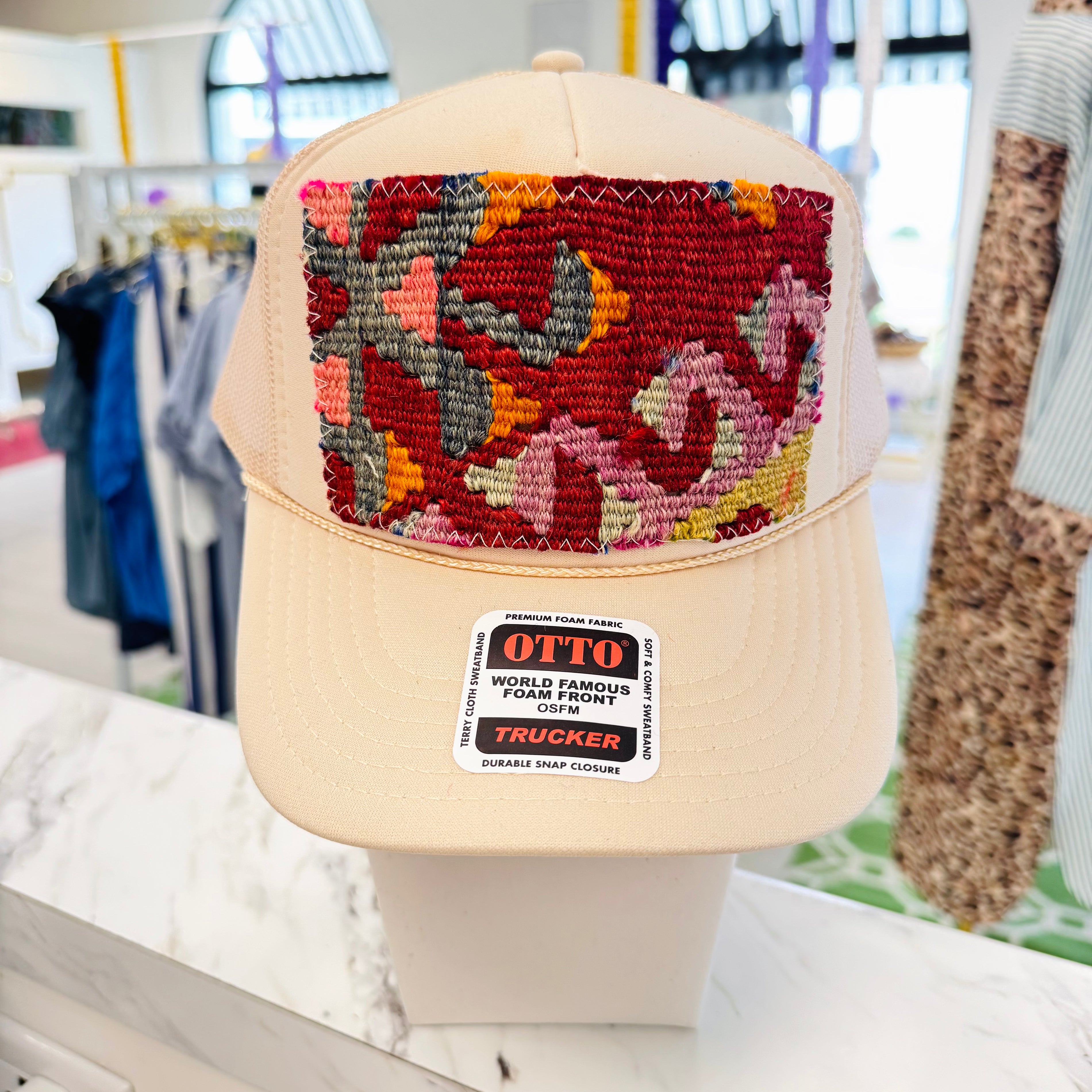 ORIJINAL Trucker Hat in Cream - Maroon/Purple/Orange/Teal Patch