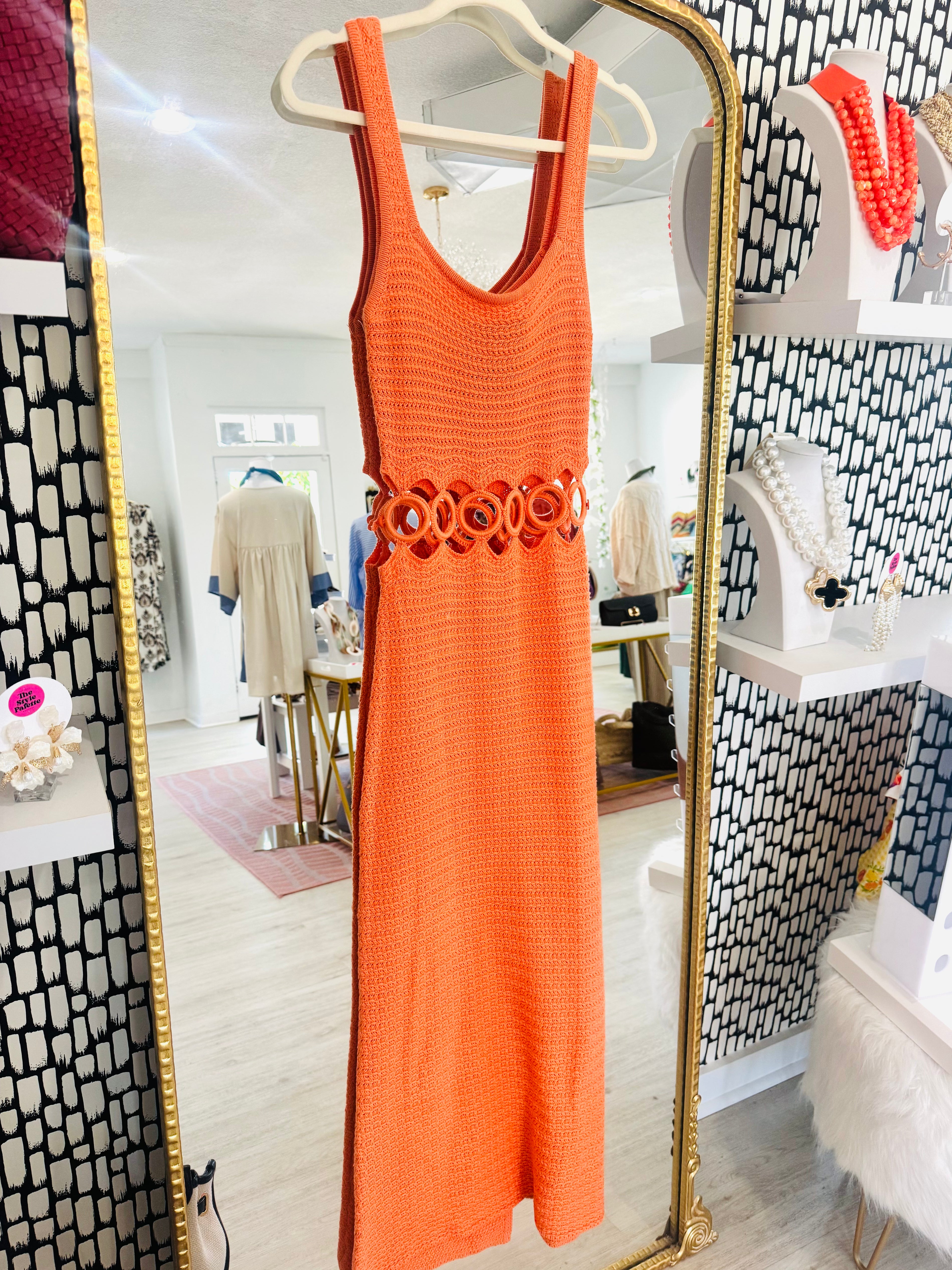 Crochet Cabana Dress in Orange