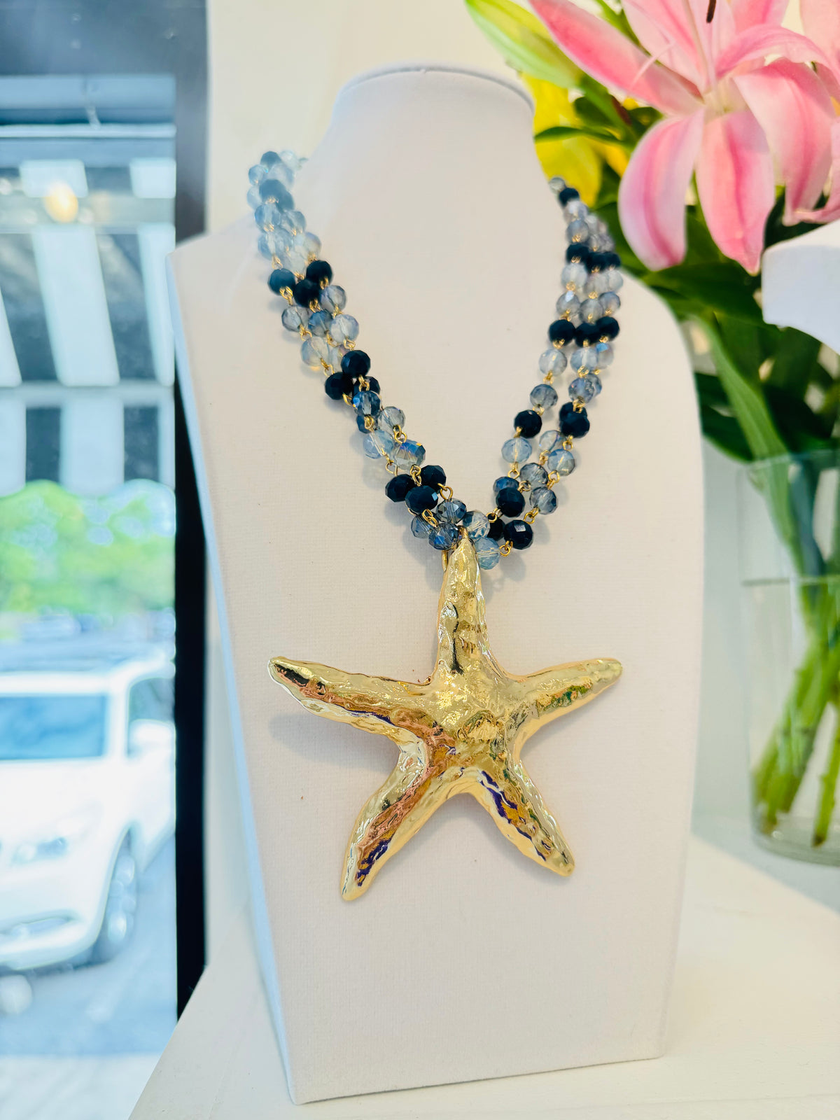 Starfish Beaded Necklace & Earring Set (3 Colors)