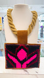 ORIJINAL Rope Pendant Necklace - Pink/Black Patch