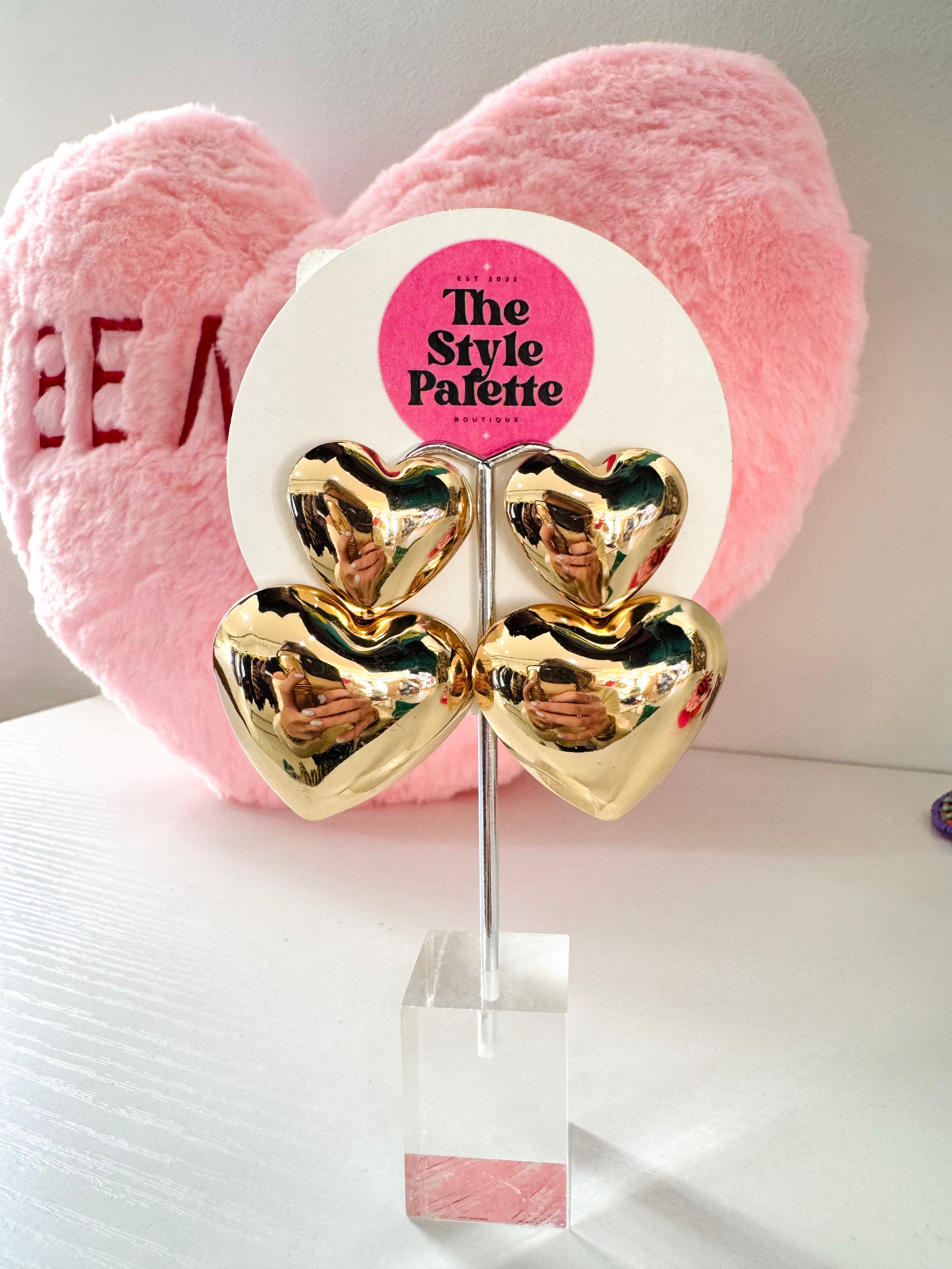 Puffy Double Heart Earrings