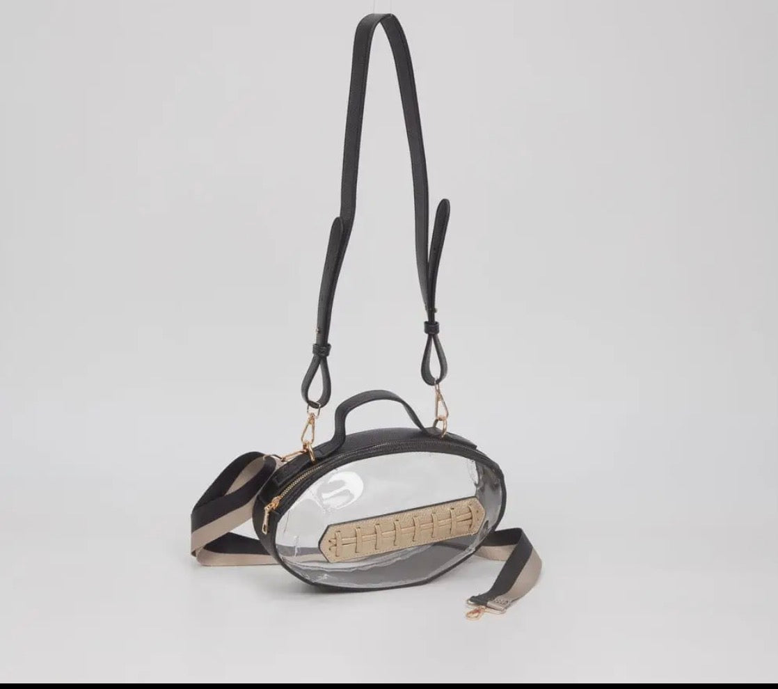 Black + Gold Football Shaped Stadium Bag