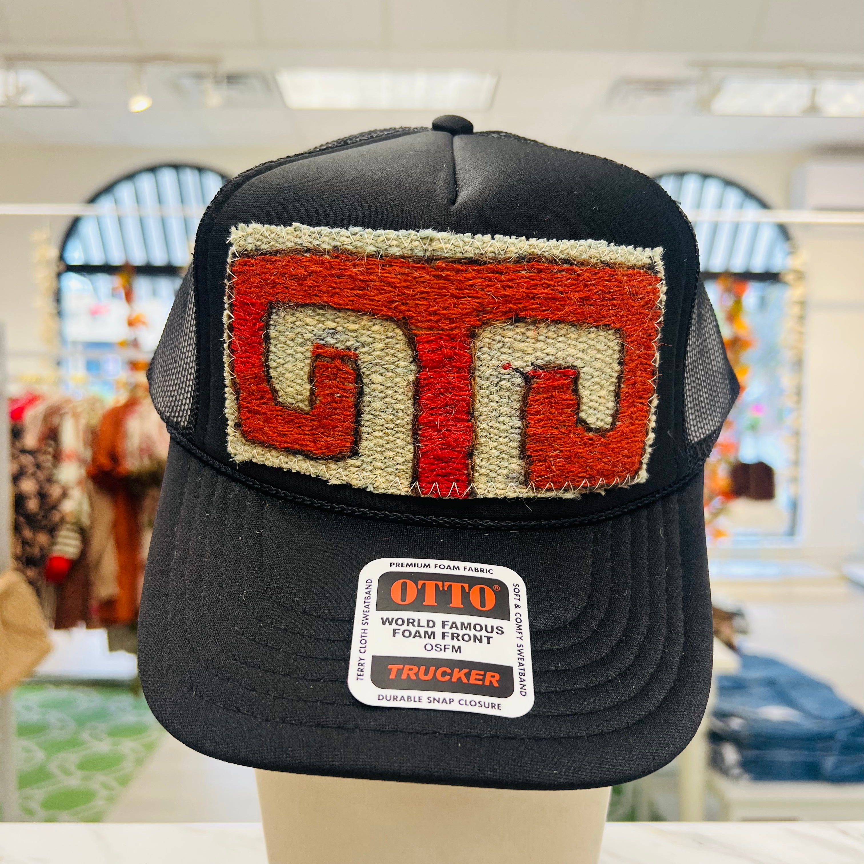 ORIJINAL Trucker Hat in Black - Grey/Orange Patch