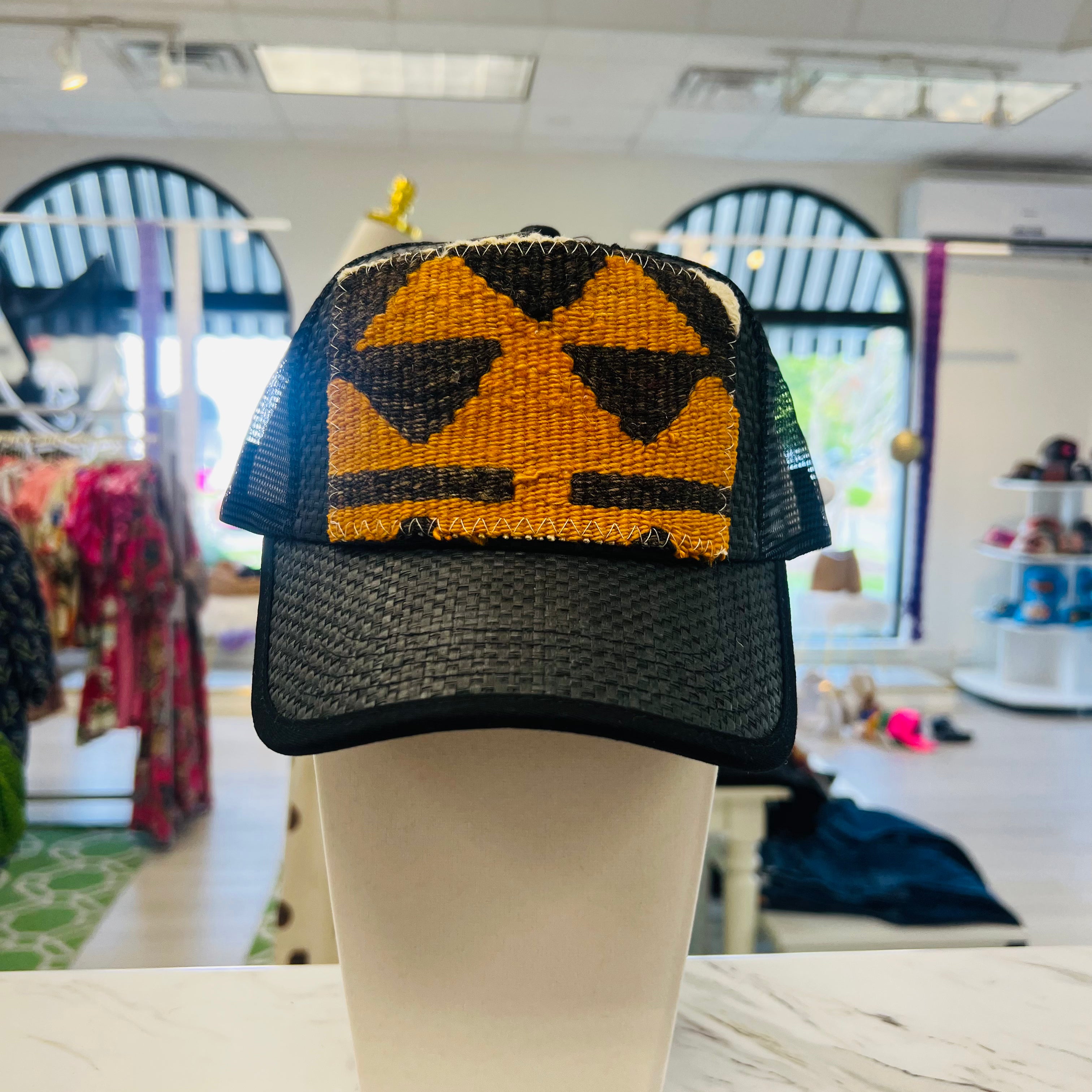 ORIJINAL Straw Trucker Hat in Black - Orange/Black