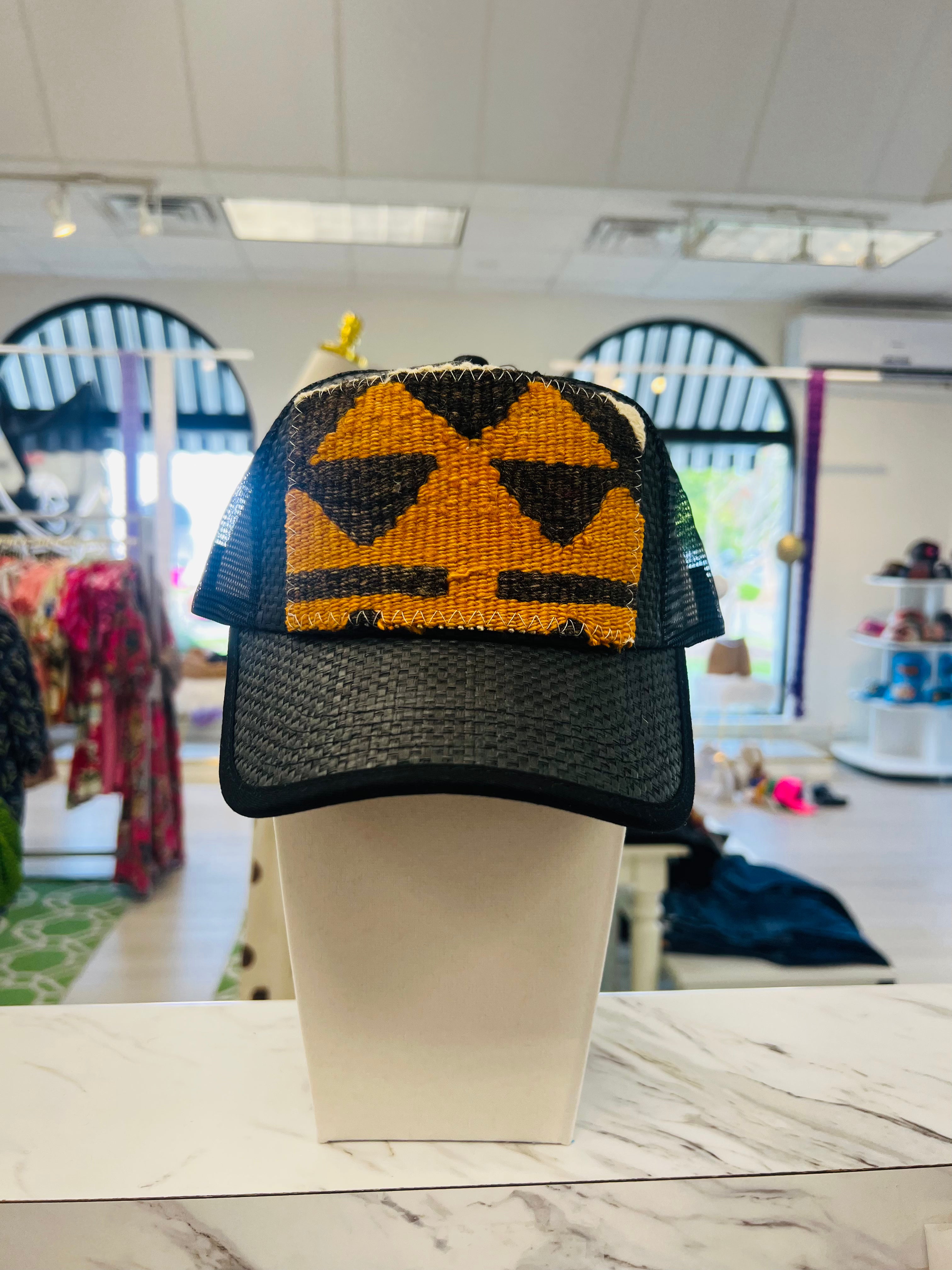 ORIJINAL Straw Trucker Hat in Black - Orange/Black