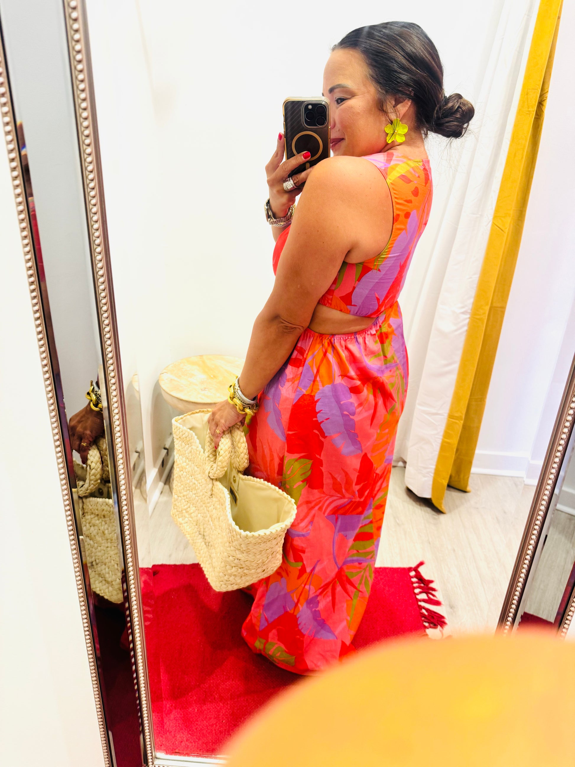 Tropical V-Neck Cut Out Maxi Dress | KARLIE