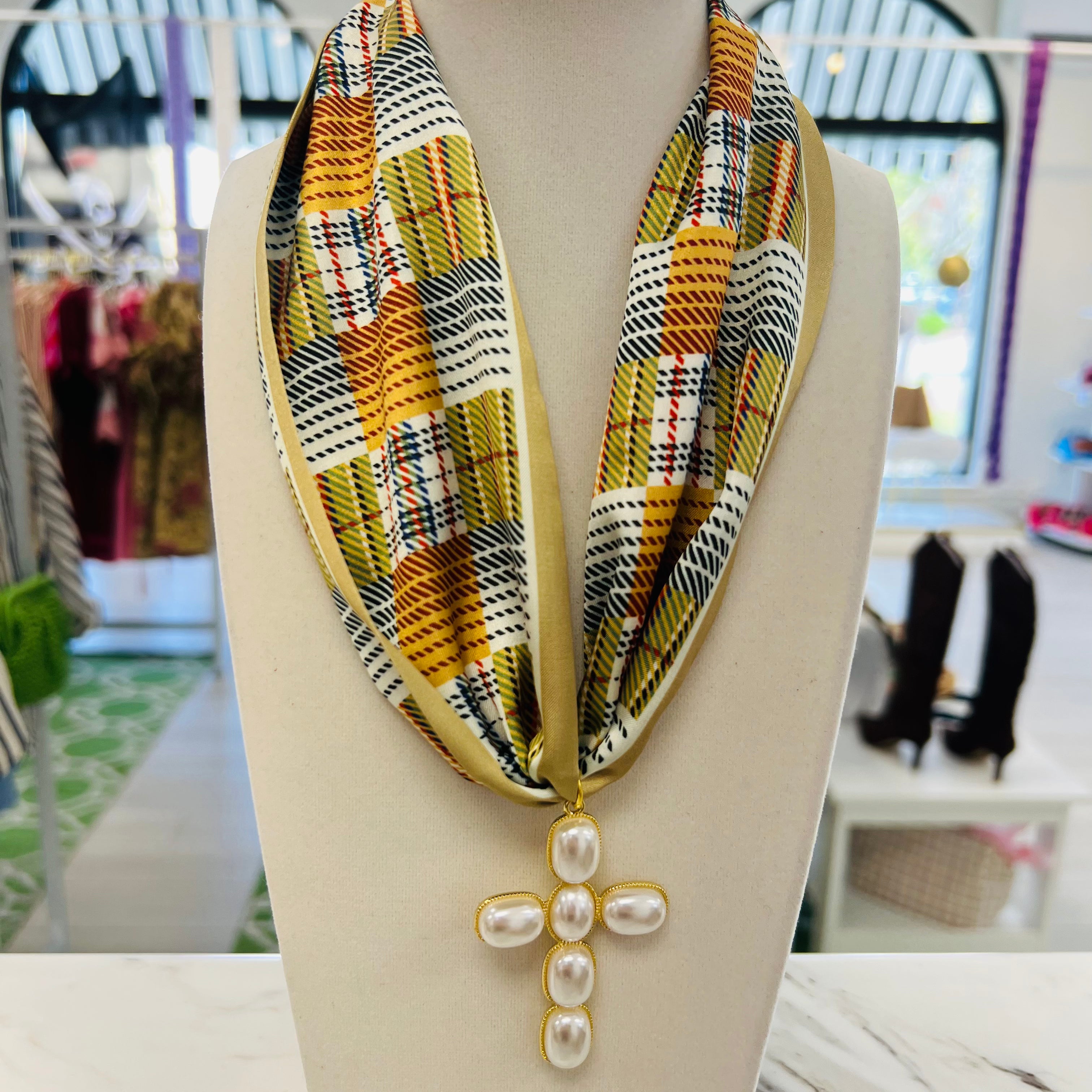 Perri Plaid Scarf Necklace