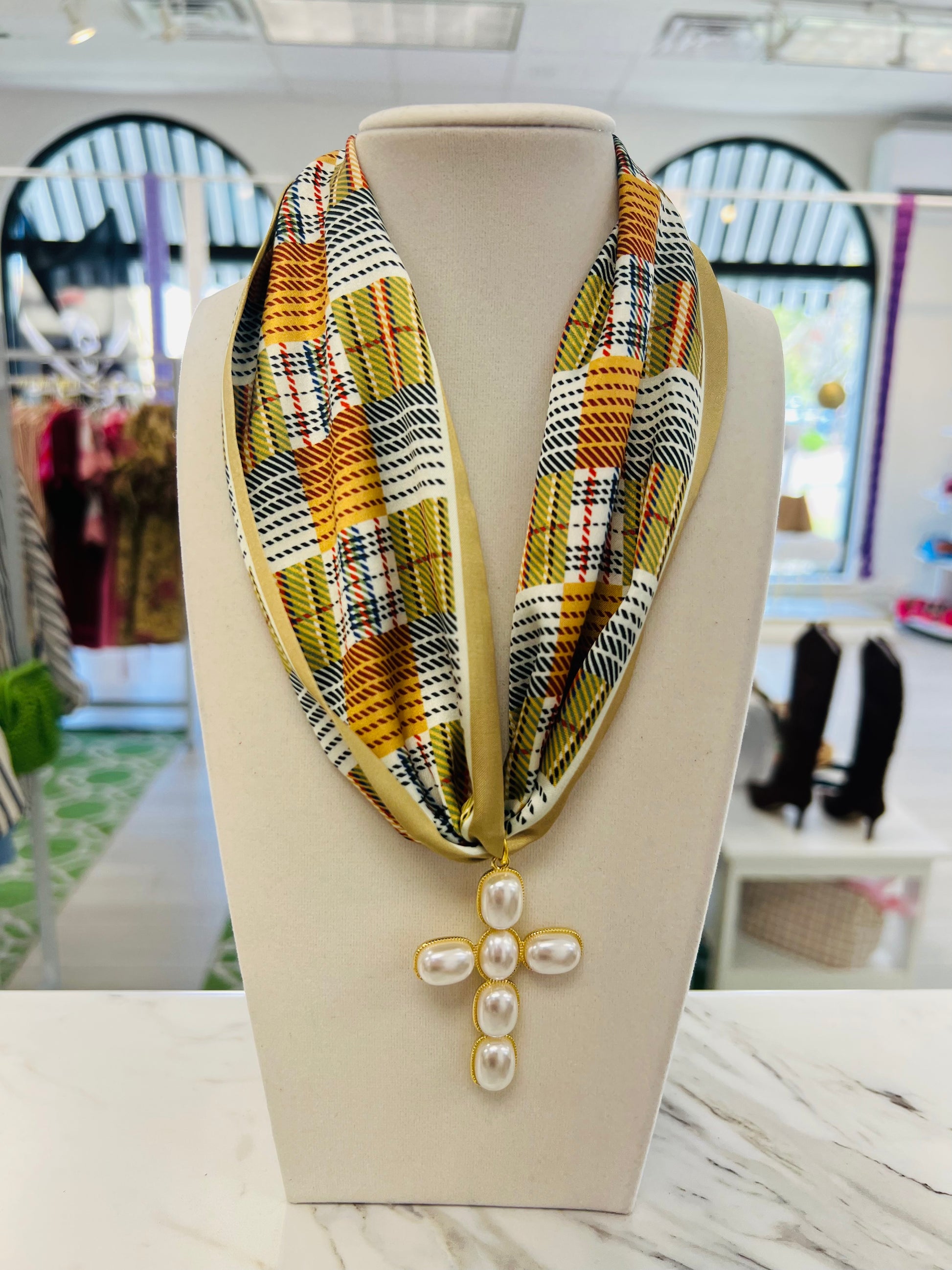Perri Plaid Scarf Necklace