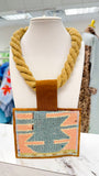 ORIJINAL Rope Pendant Necklace - Blue/Baby Pink/Sage Patch