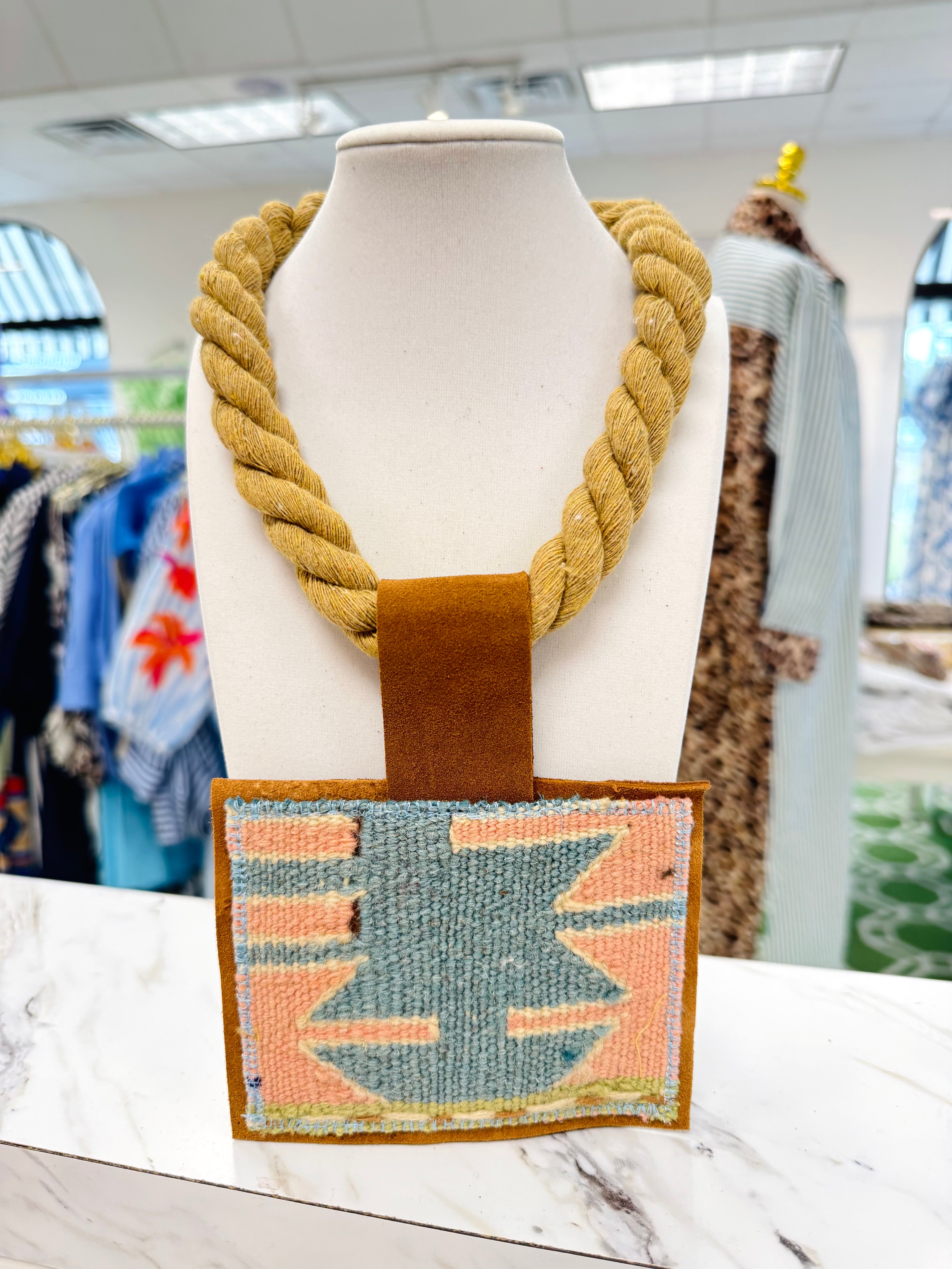 ORIJINAL Rope Pendant Necklace - Blue/Baby Pink/Sage Patch