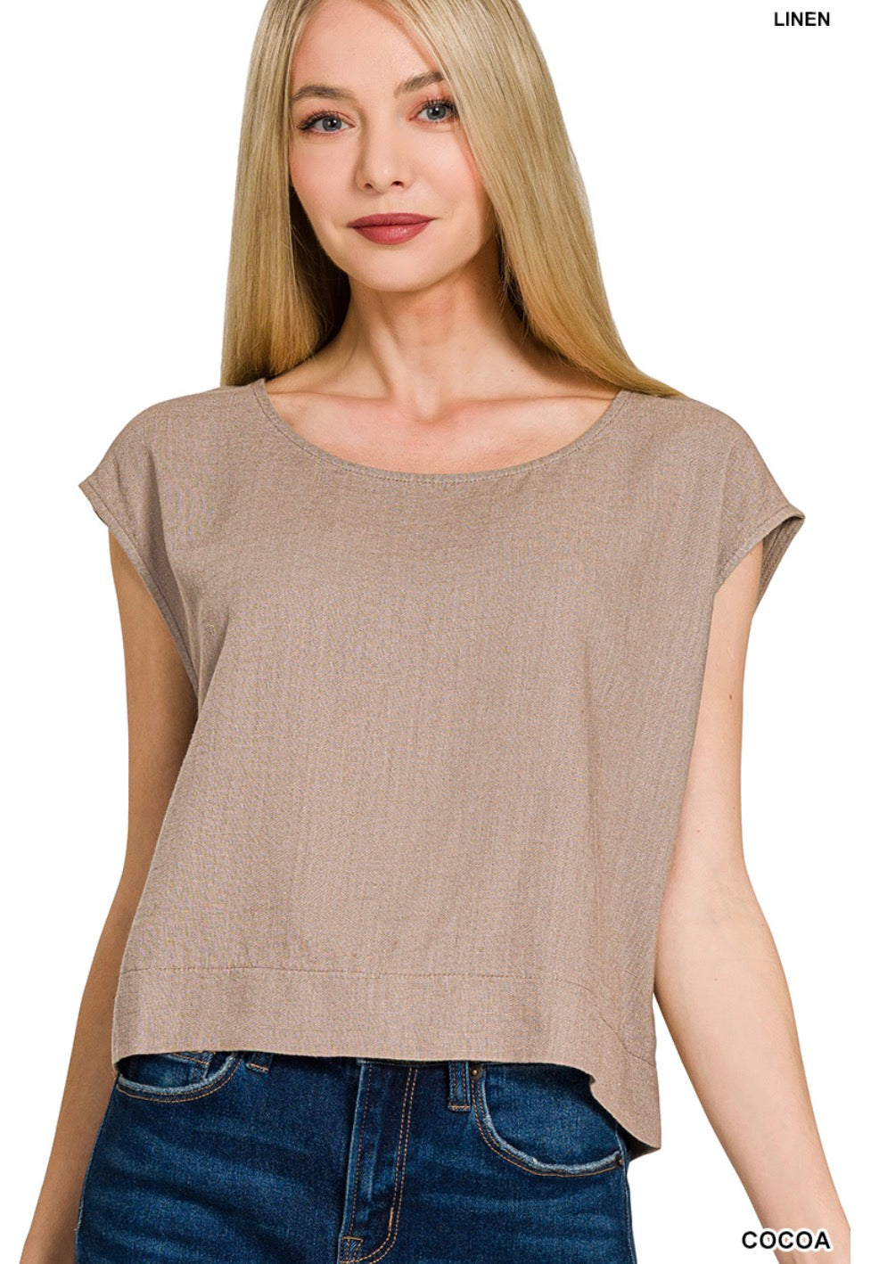 Laura Linen Top in Cocoa | BOMB BASIC