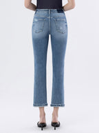 High Rise Cuffed Slim Straight Denim by Lovervet