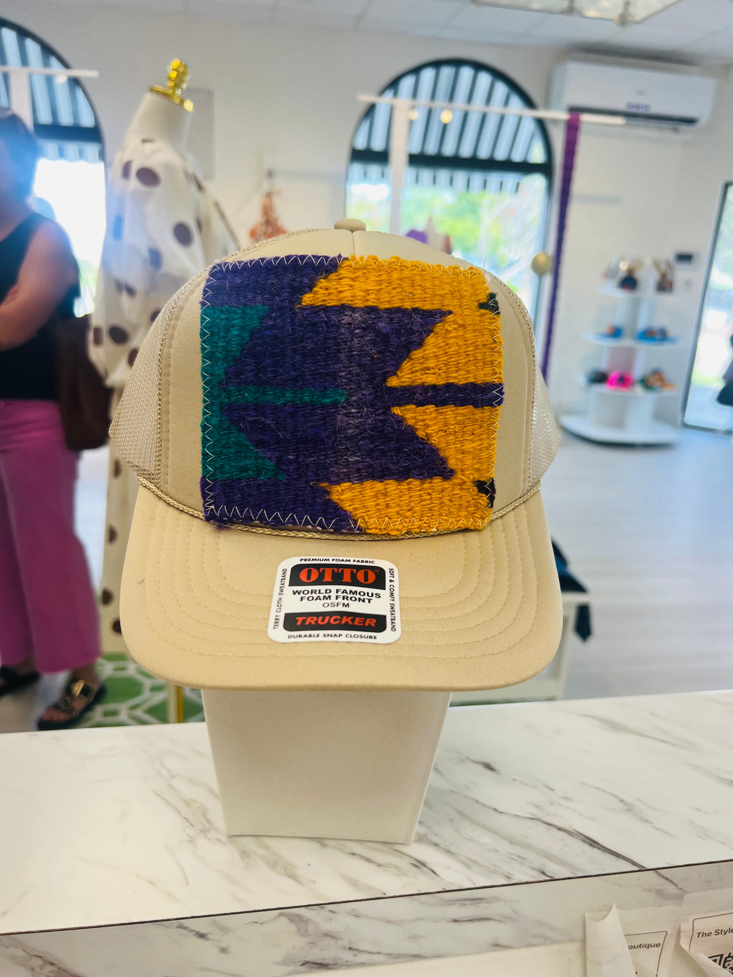 ORIJINAL Trucker Hat in Tan - Teal/Purple/Yellow