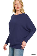 Dolman Sleeve Boat Neck Top in Dark Navy