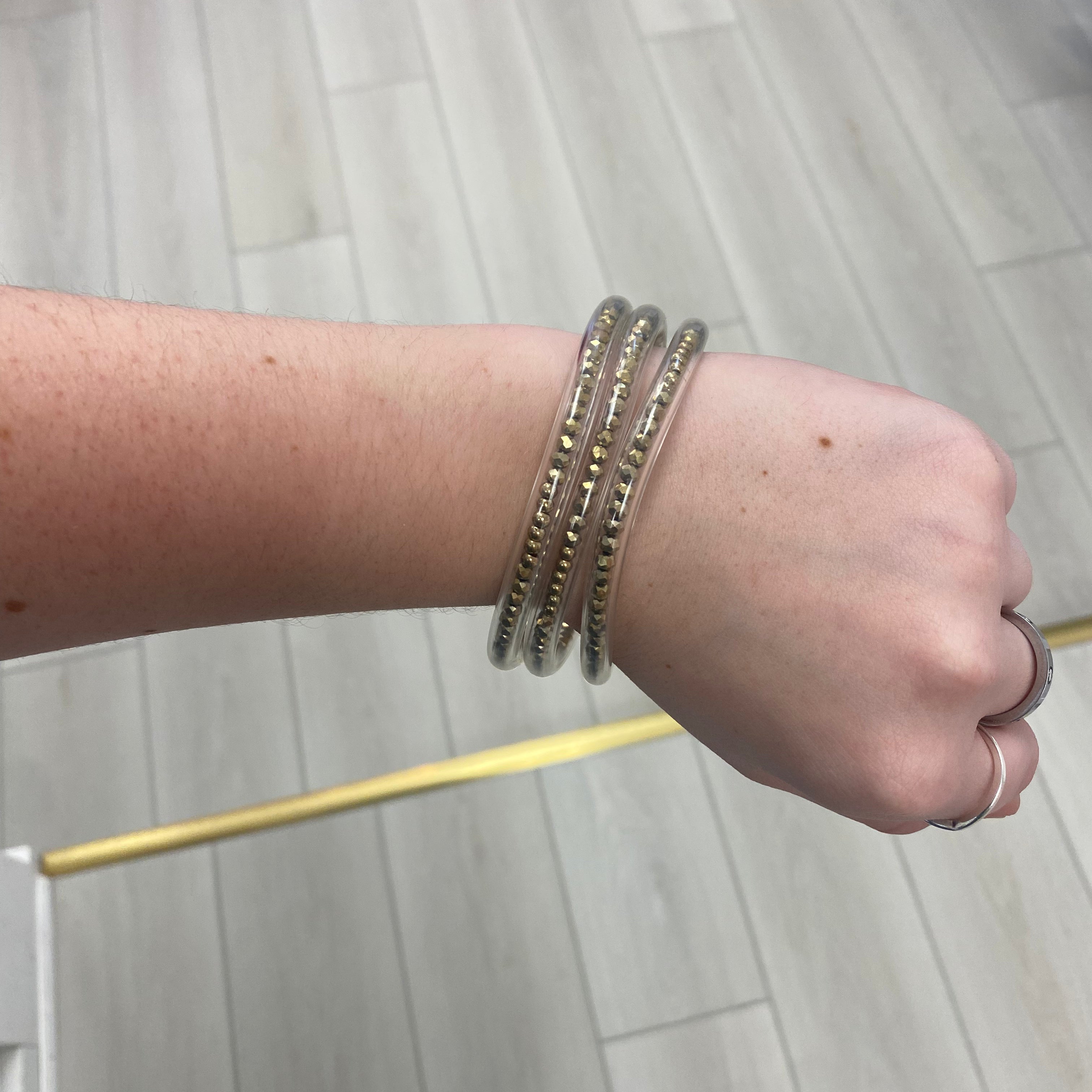 Clear Beaded Bracelet Stack